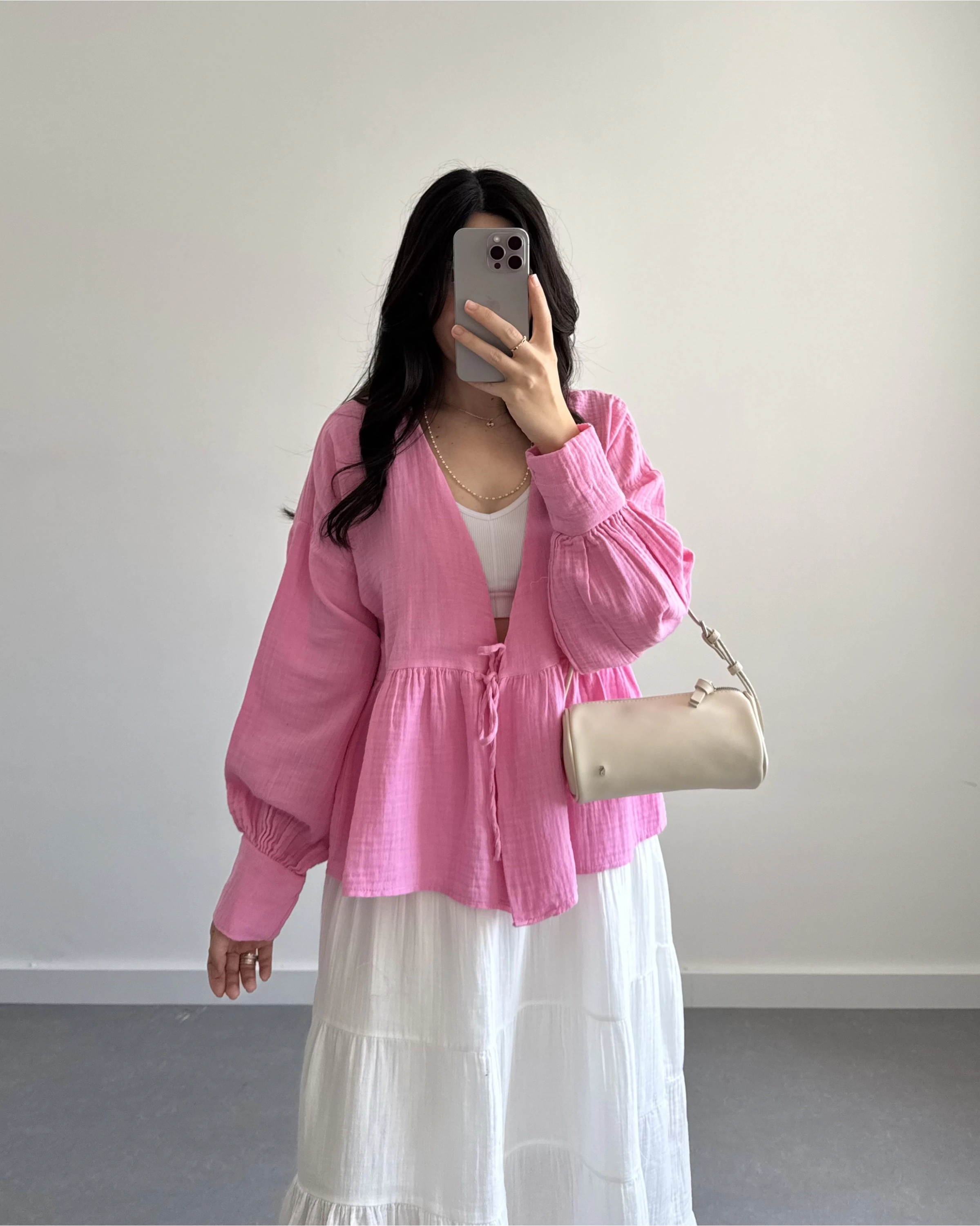 LONE MÜSLİN PEMBE BLUZ