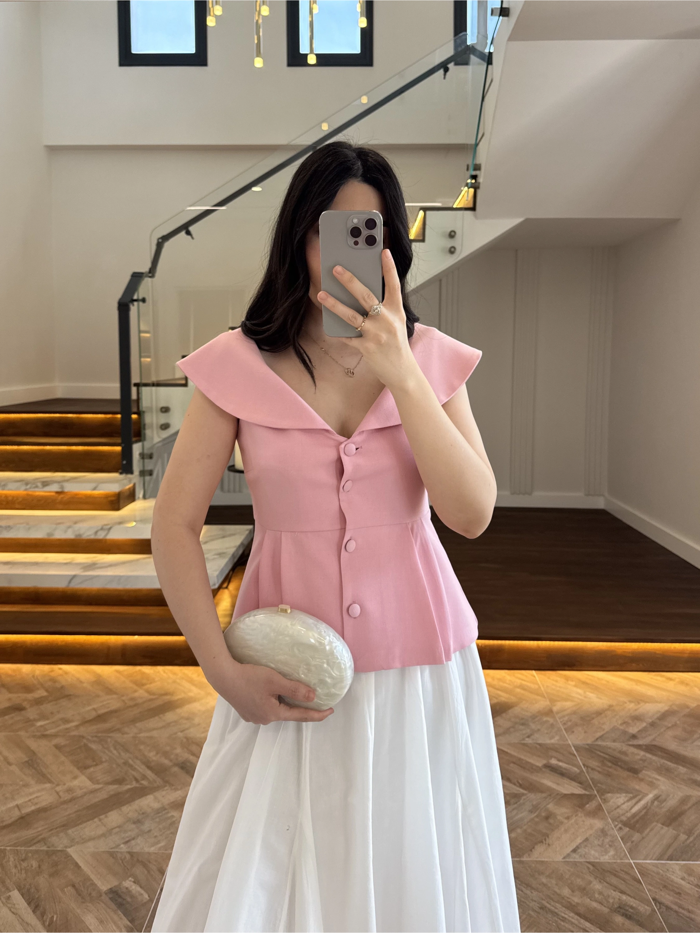 MADONNA YAKA YELEK PEMBE -8024