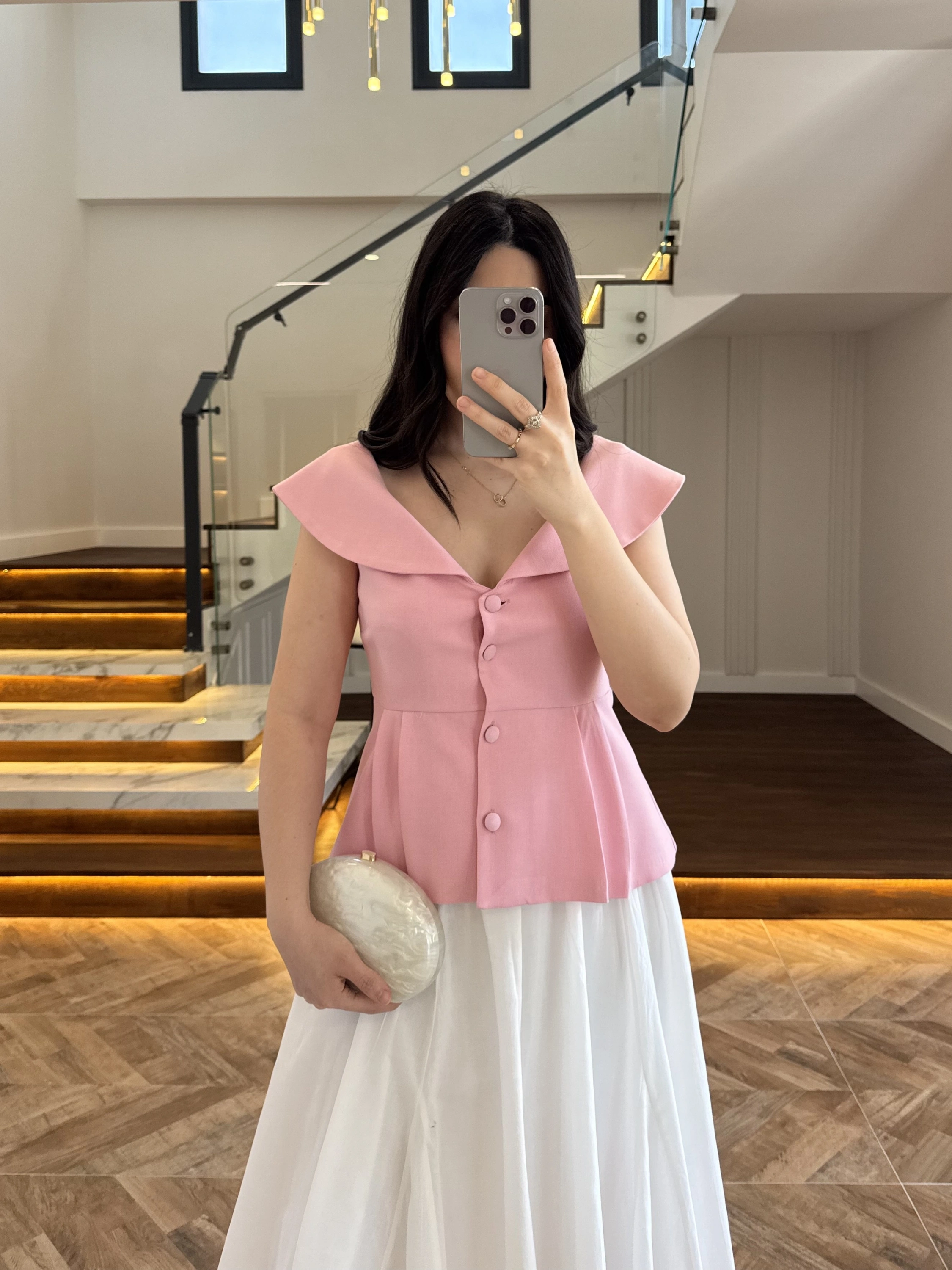 MADONNA YAKA YELEK PEMBE -8024