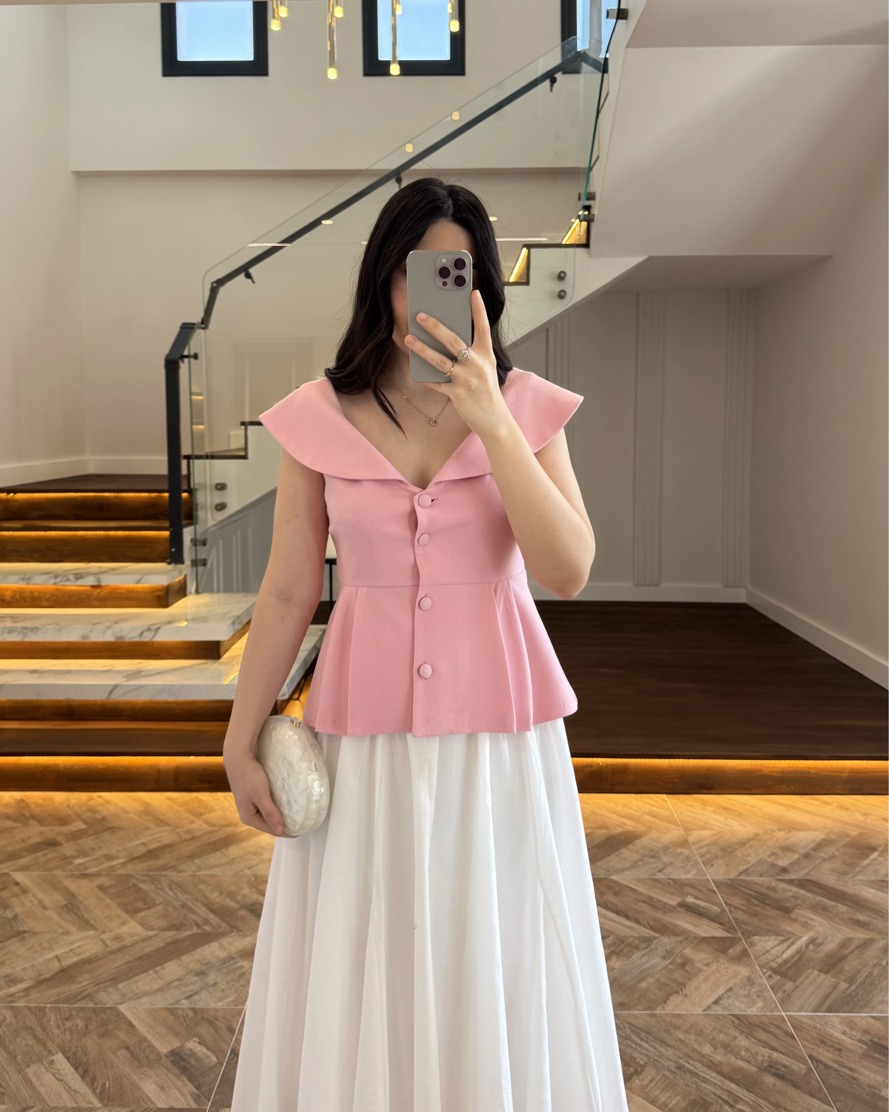 MADONNA YAKA YELEK PEMBE -8024