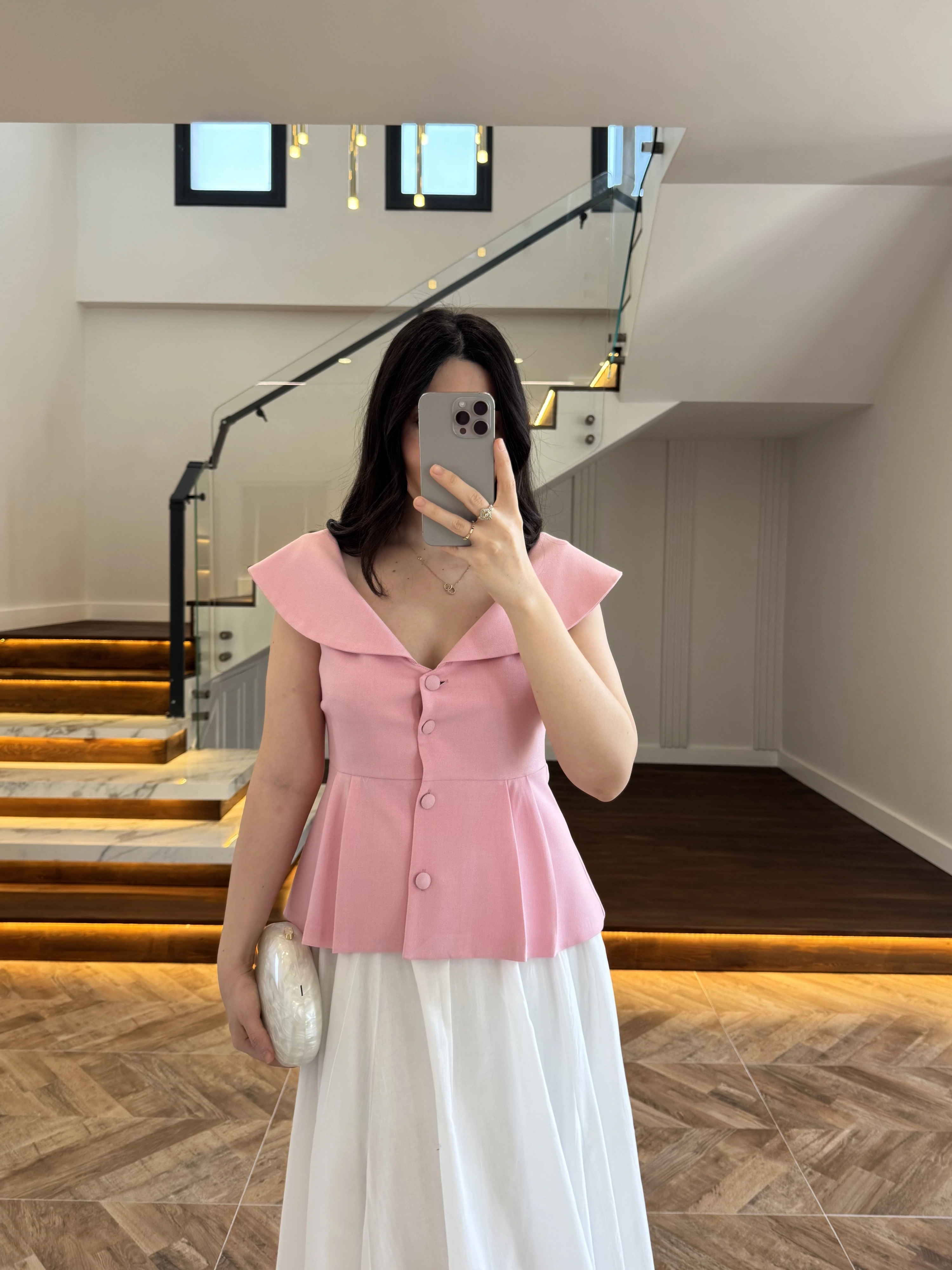 MADONNA YAKA YELEK PEMBE -8024