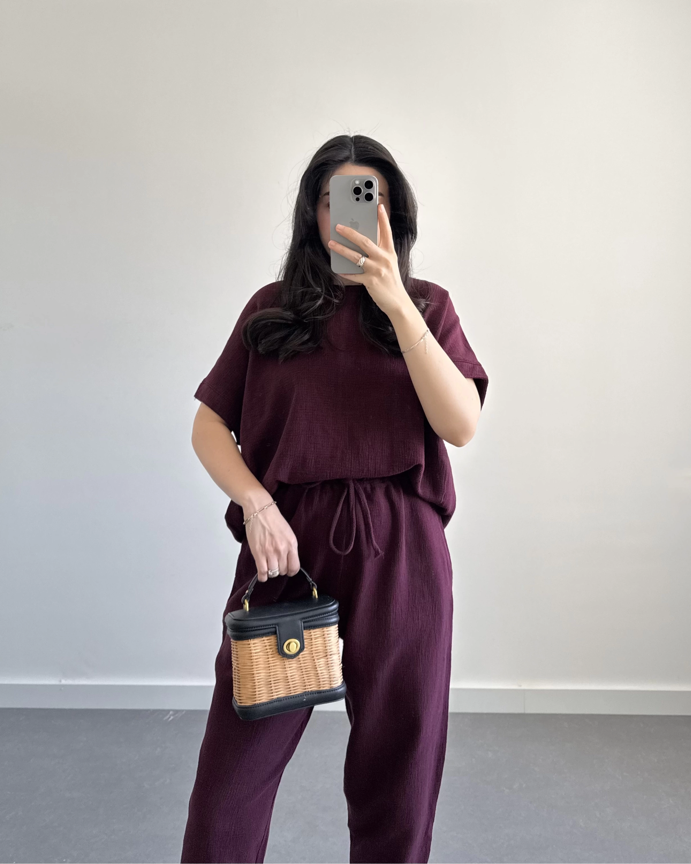 MARİS HAM KETEN BORDO İKİLİ TAKIM