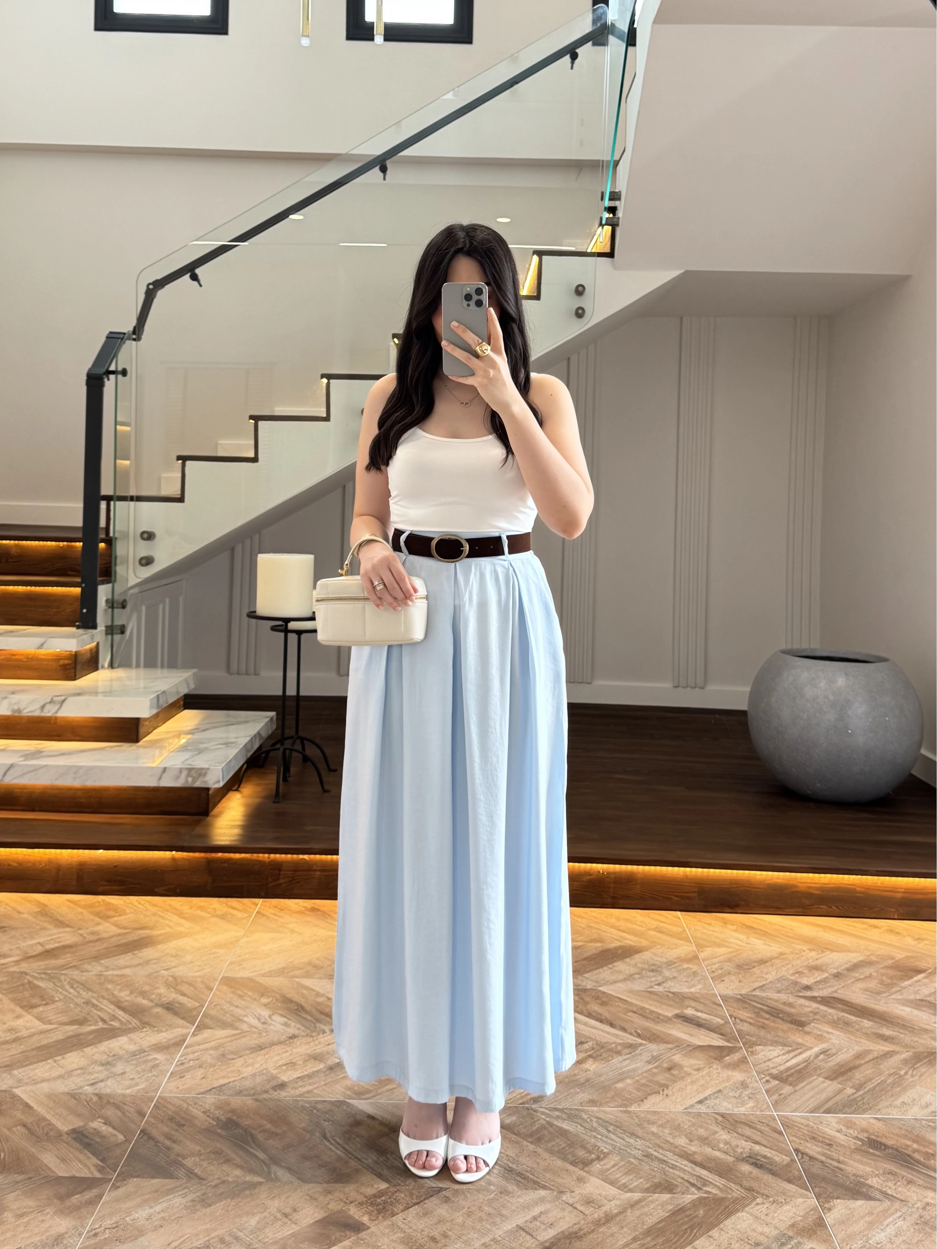 MAVİ KEMERLİ ETEKLİ PANTOLON-51354