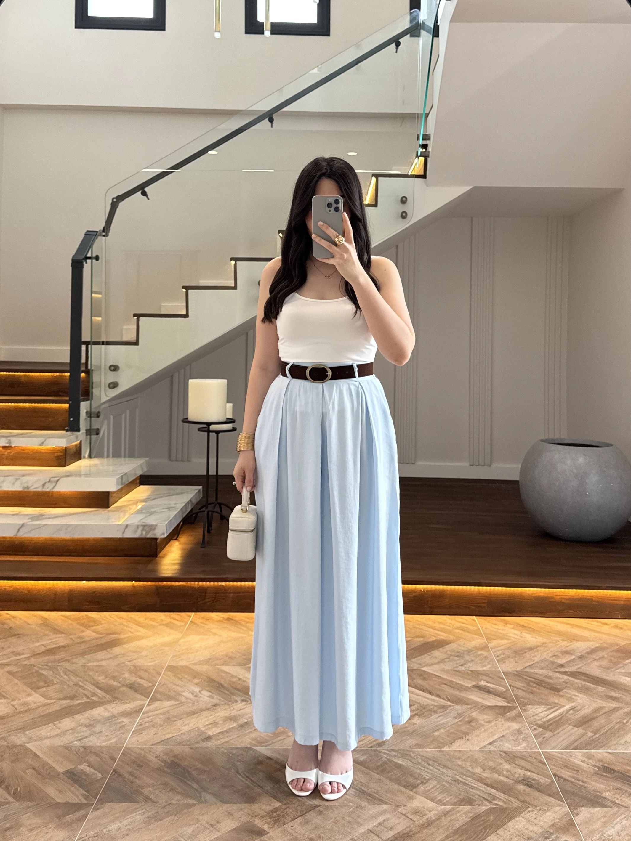 MAVİ KEMERLİ ETEKLİ PANTOLON-51354