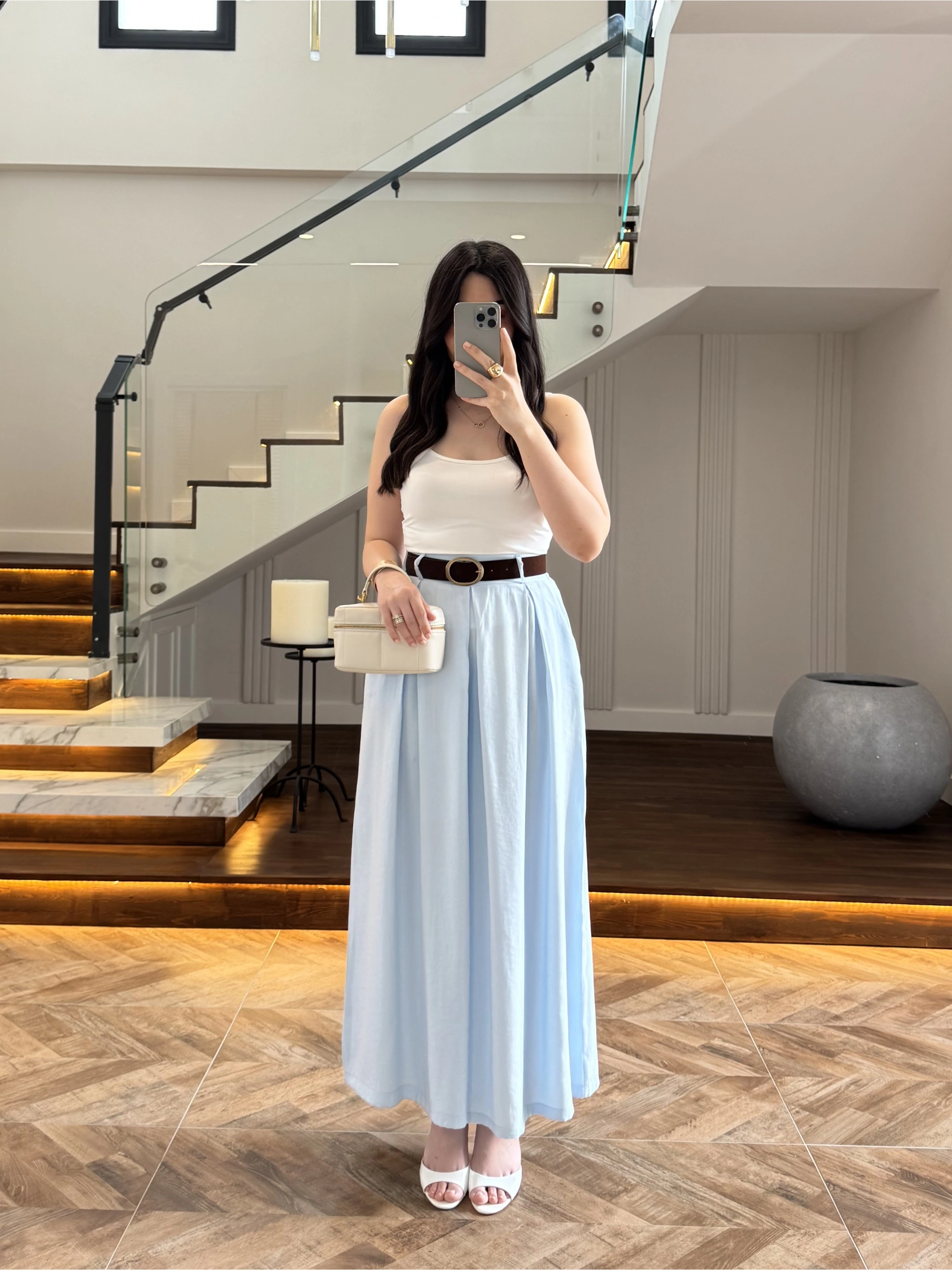 MAVİ KEMERLİ ETEKLİ PANTOLON-51354