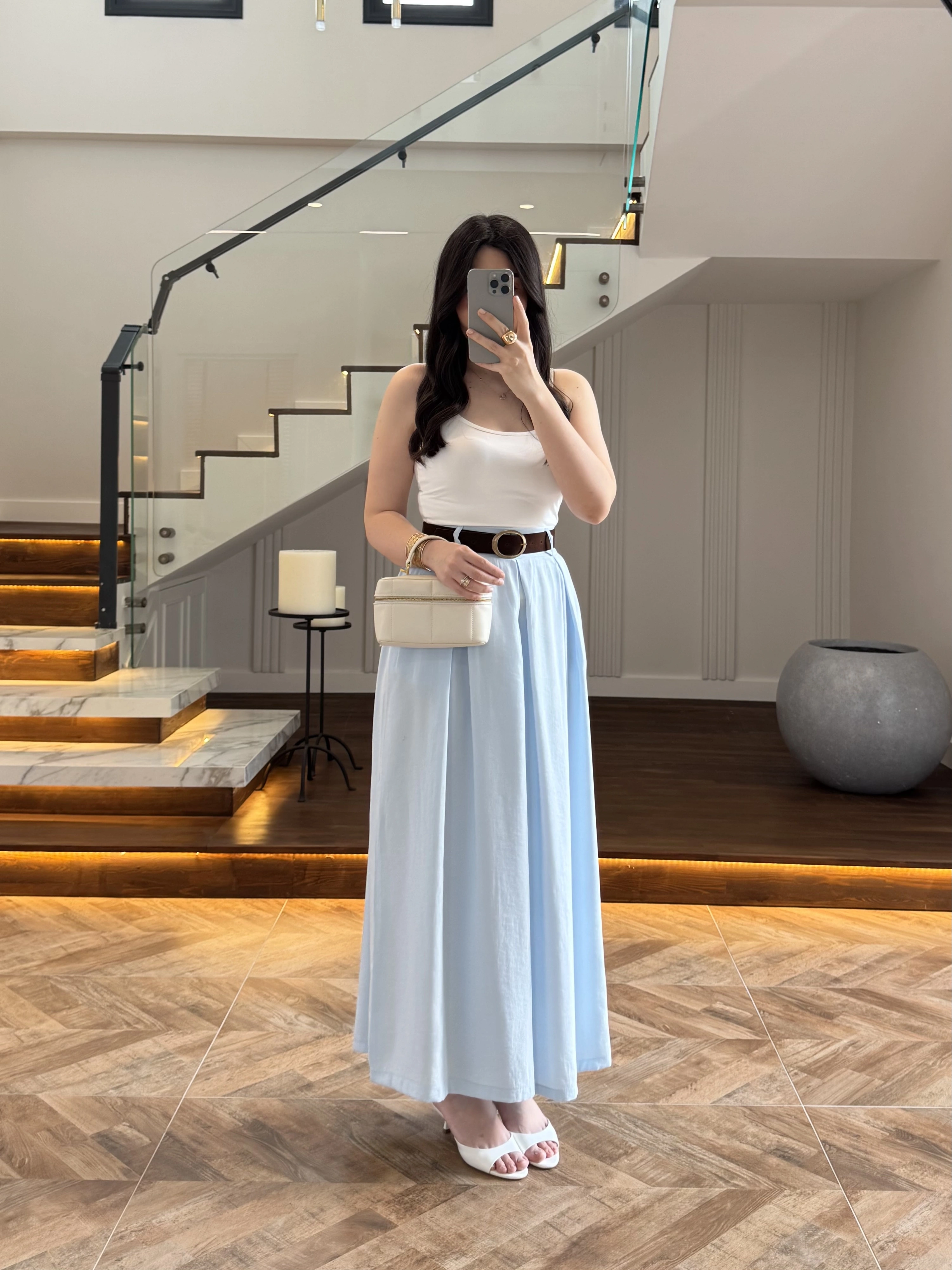 MAVİ KEMERLİ ETEKLİ PANTOLON-51354