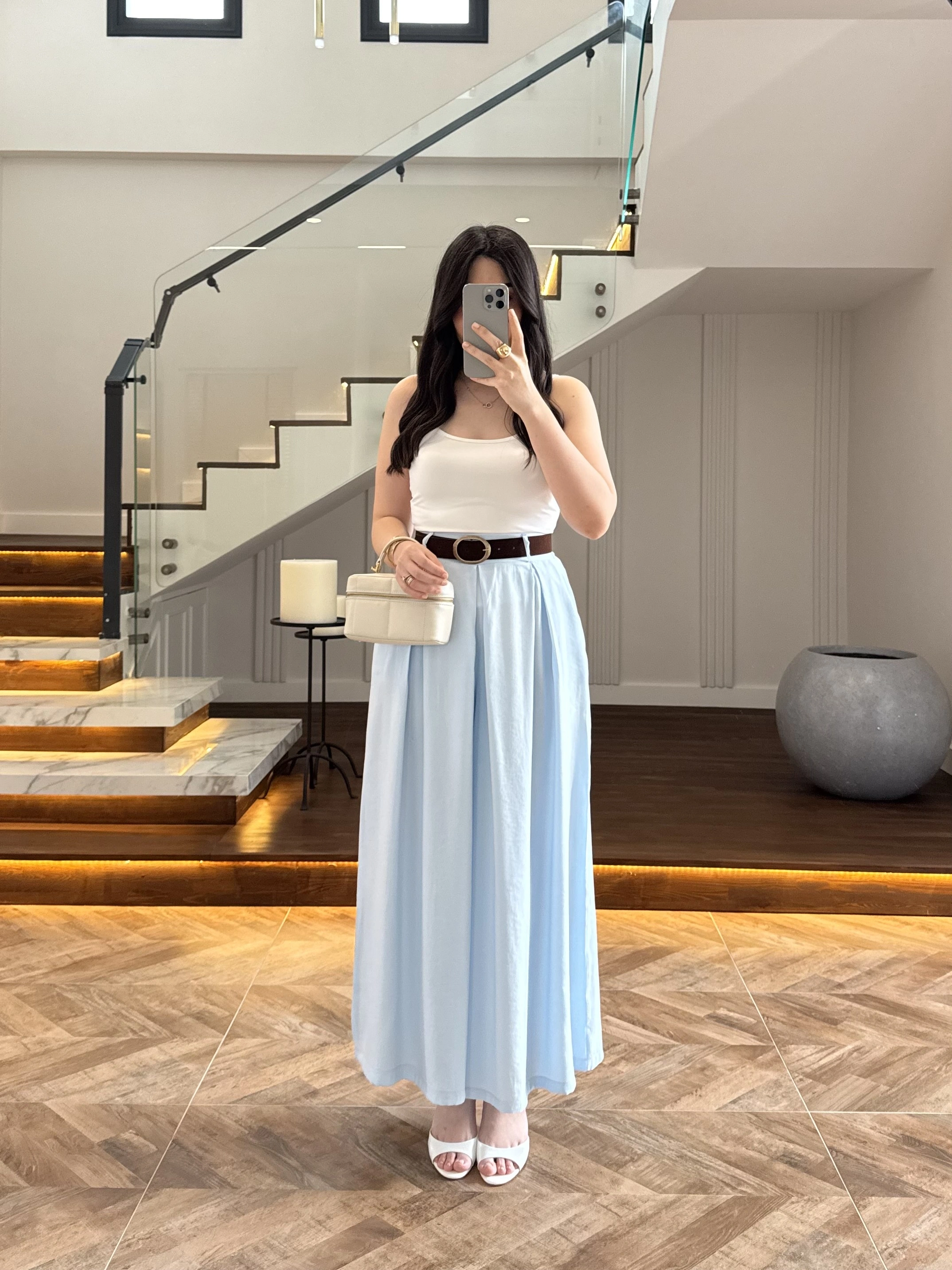 MAVİ KEMERLİ ETEKLİ PANTOLON-51354