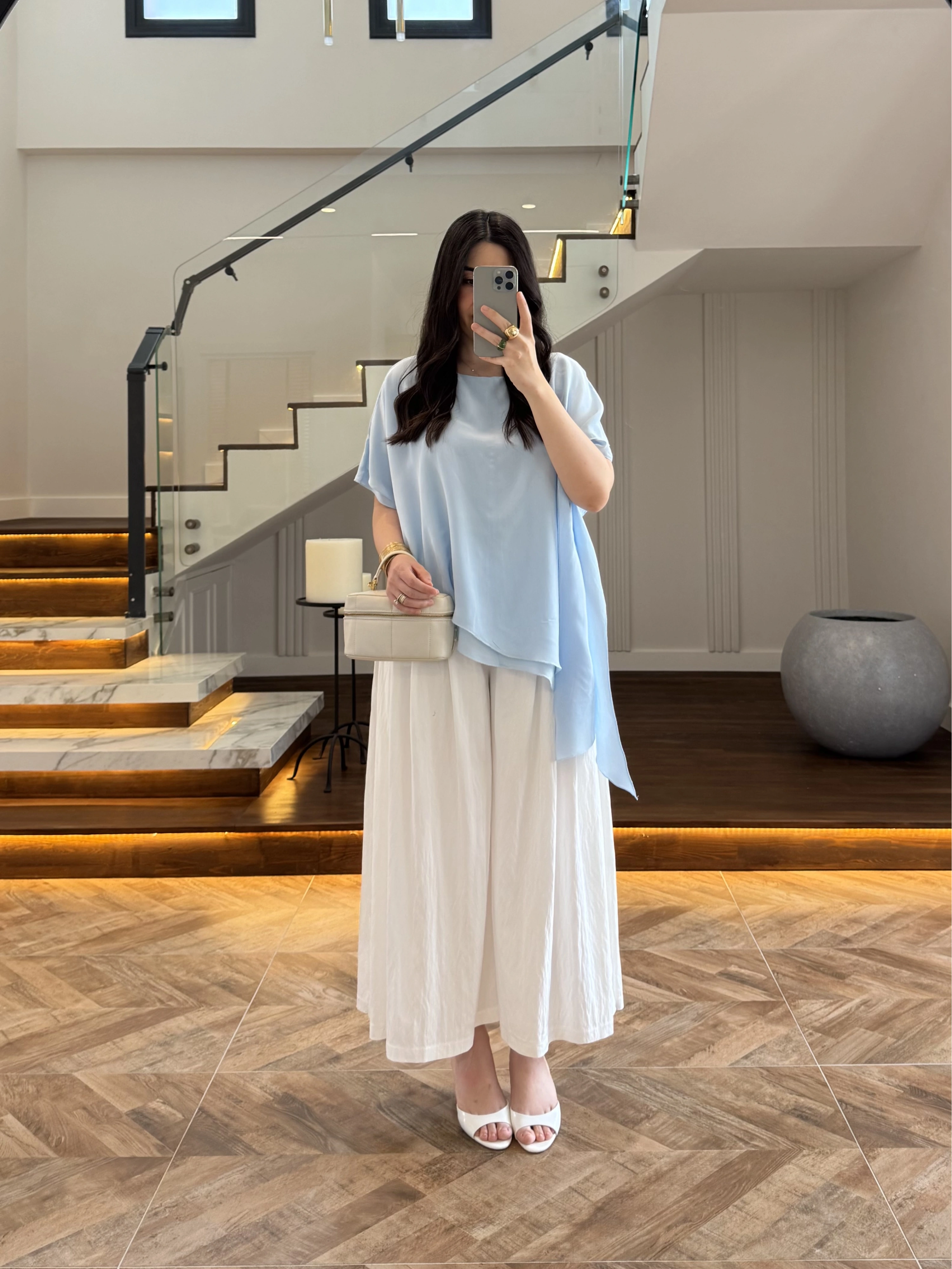 MAVİ KISA KOL PELERİN BLUZ -5107