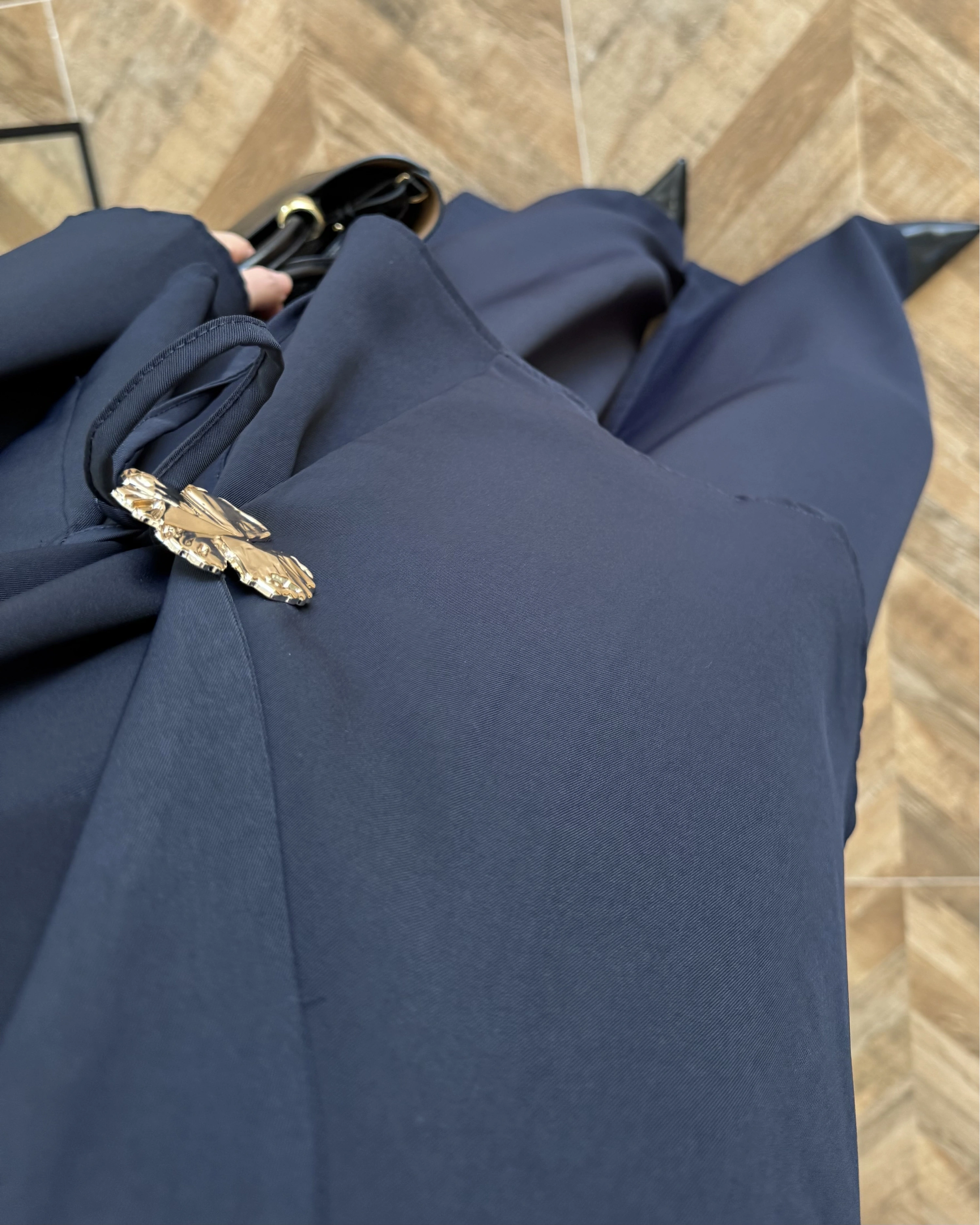 LACİVERT YONCA BROŞLU TAKIM - 8896