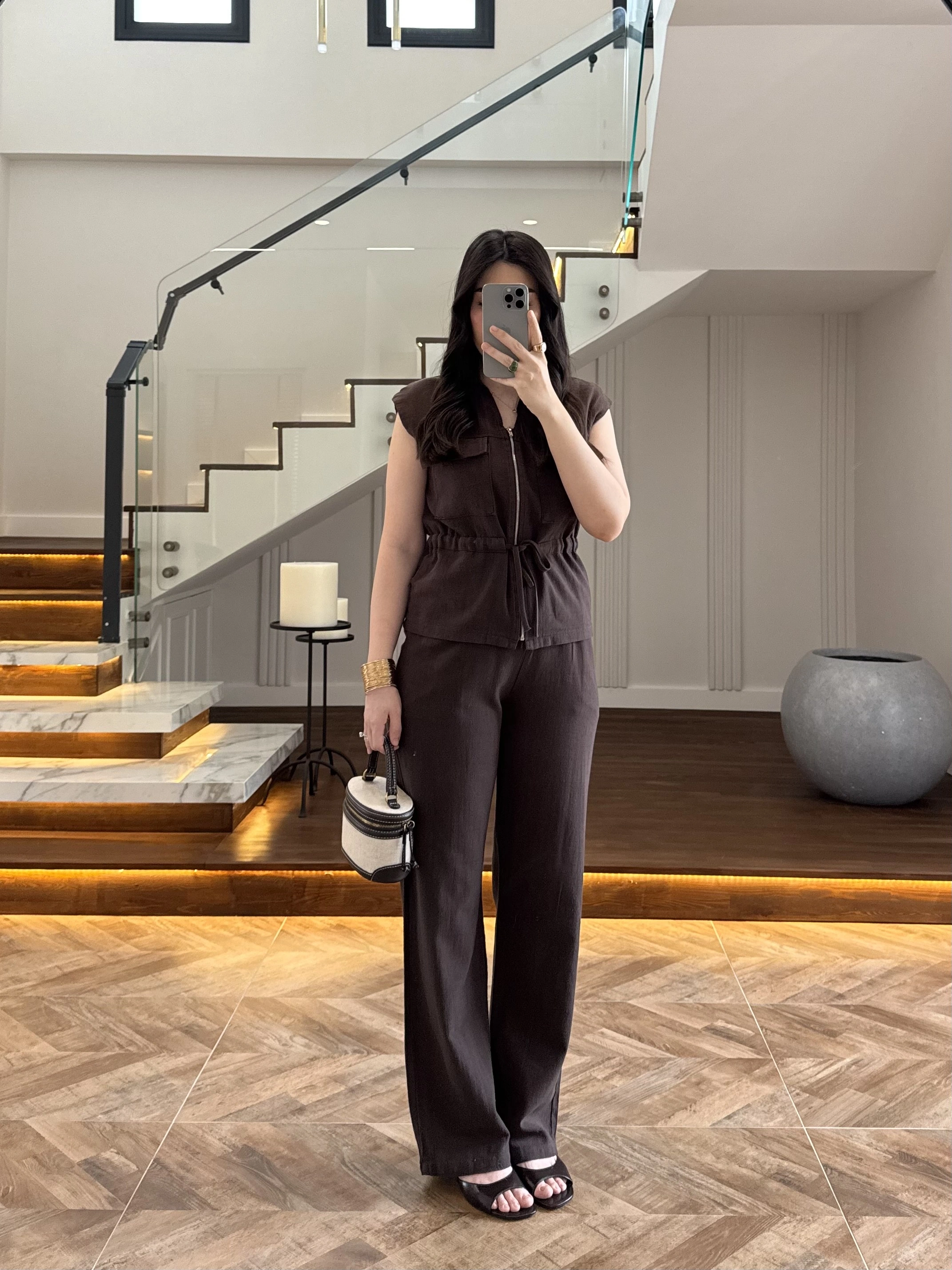 MSD KAHVE SIFIR KOL YELEK TAKIM-8602