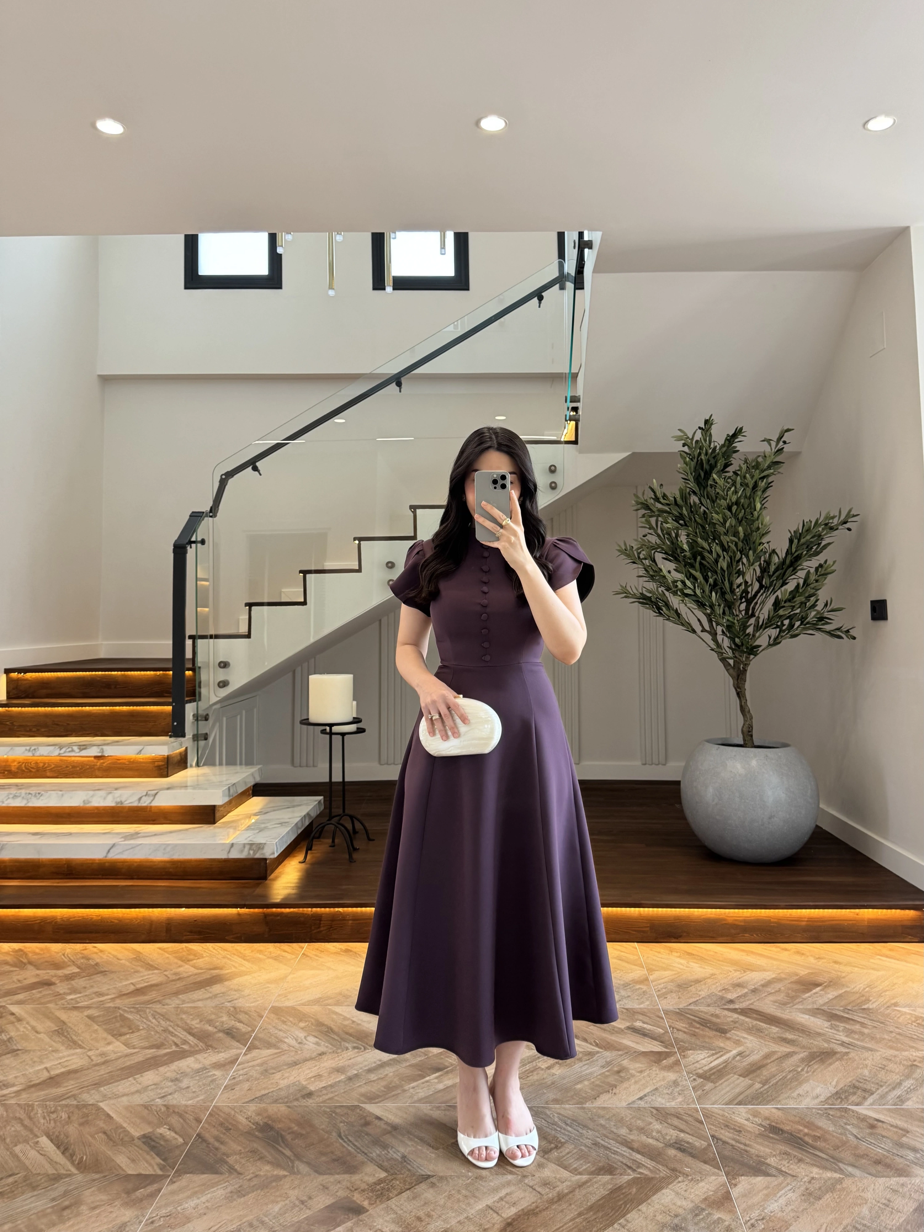 MÜRDÜM DÜĞME DETAY ELBİSE - 3201