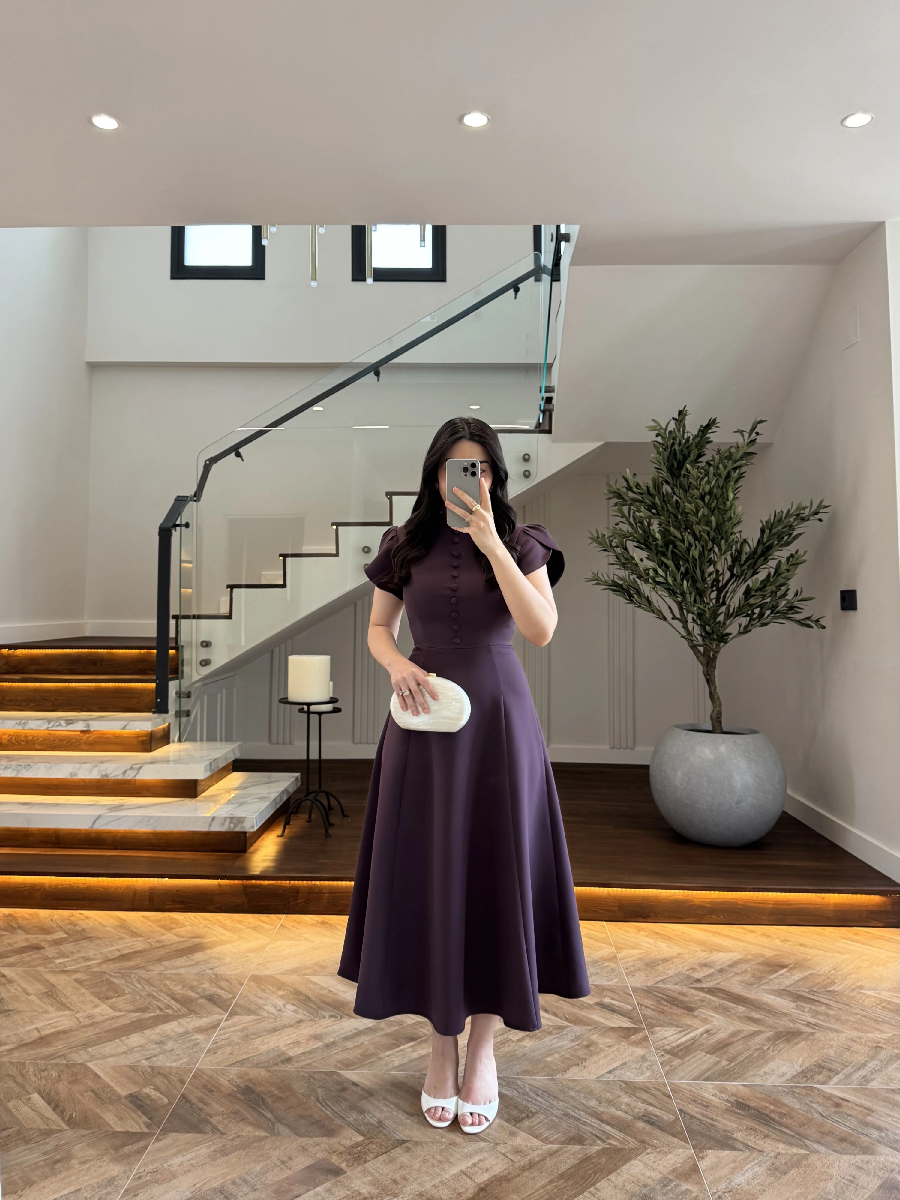MÜRDÜM DÜĞME DETAY ELBİSE - 3201