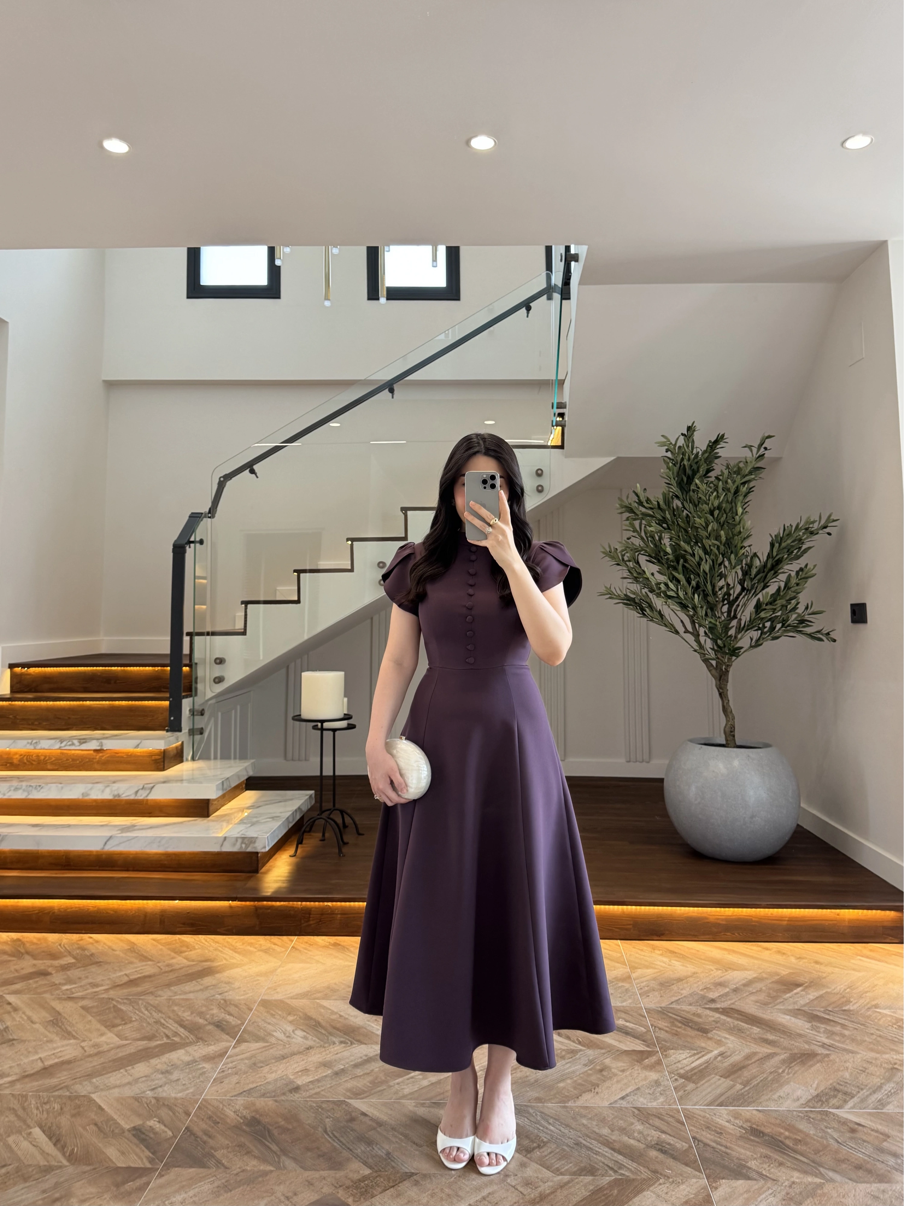 MÜRDÜM DÜĞME DETAY ELBİSE - 3201