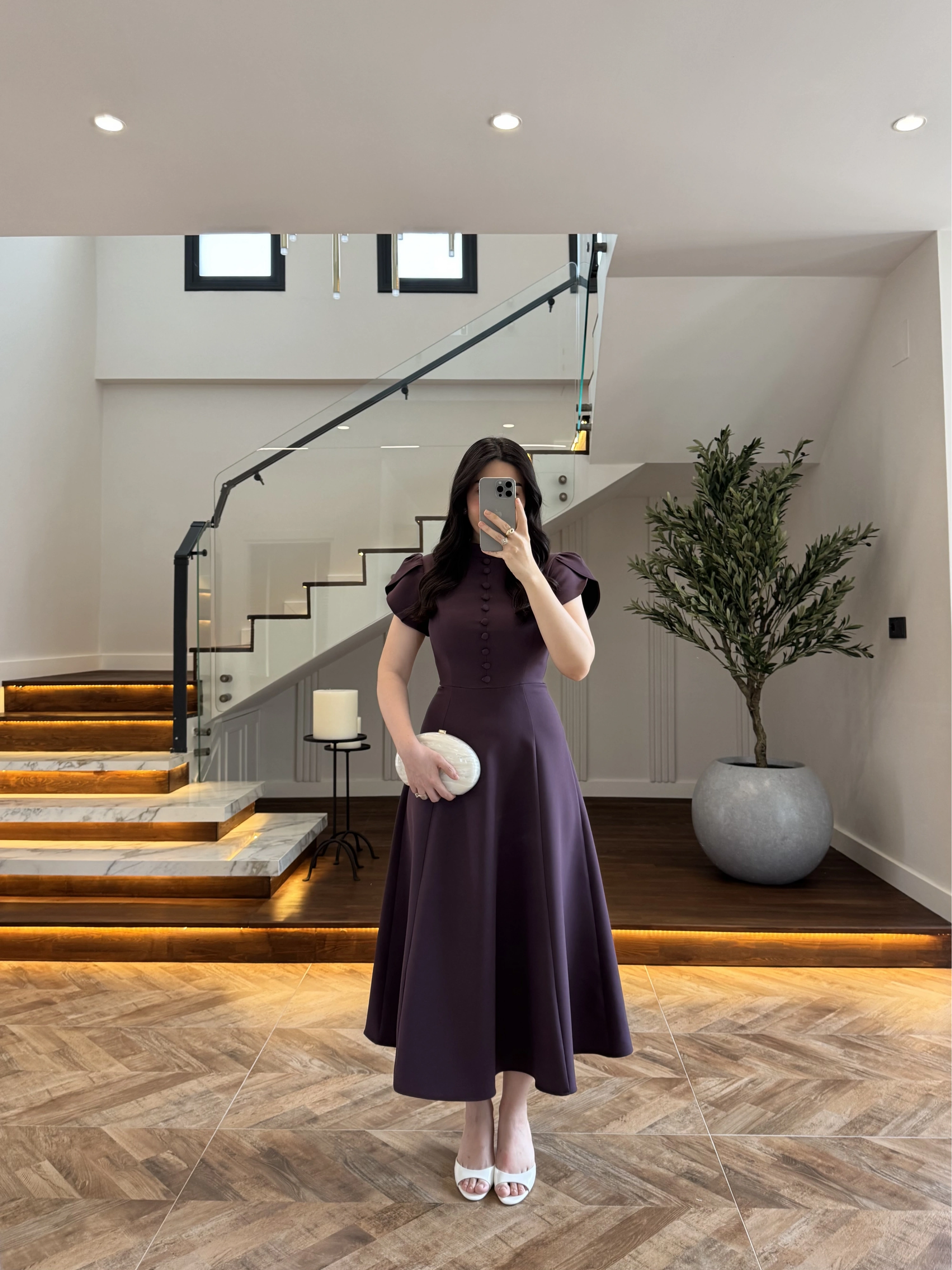 MÜRDÜM DÜĞME DETAY ELBİSE - 3201