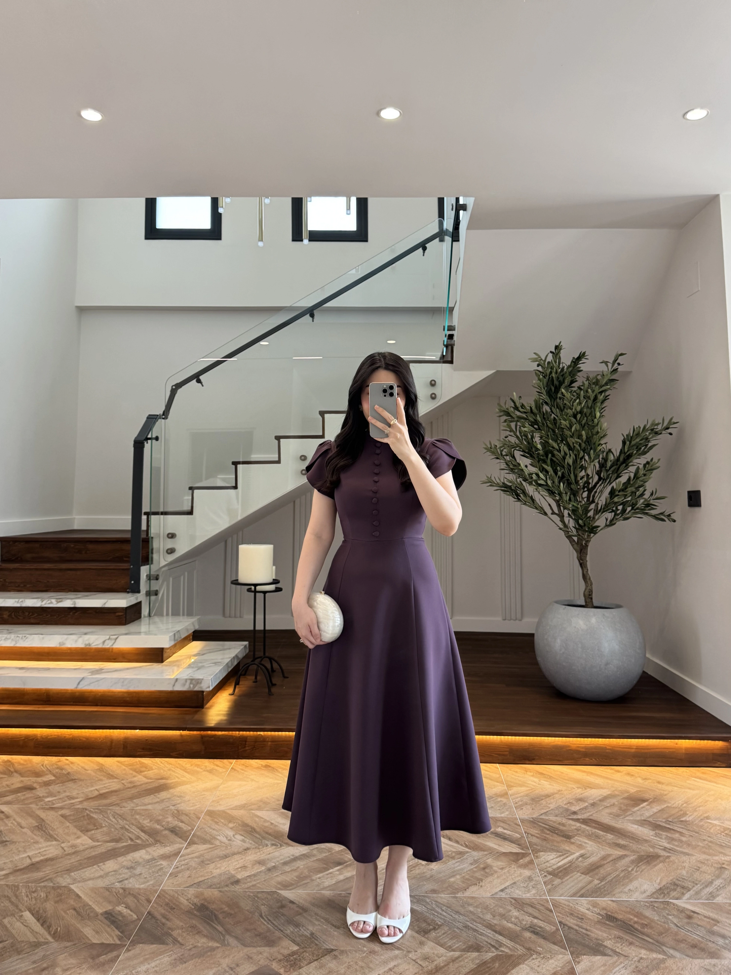 MÜRDÜM DÜĞME DETAY ELBİSE - 3201