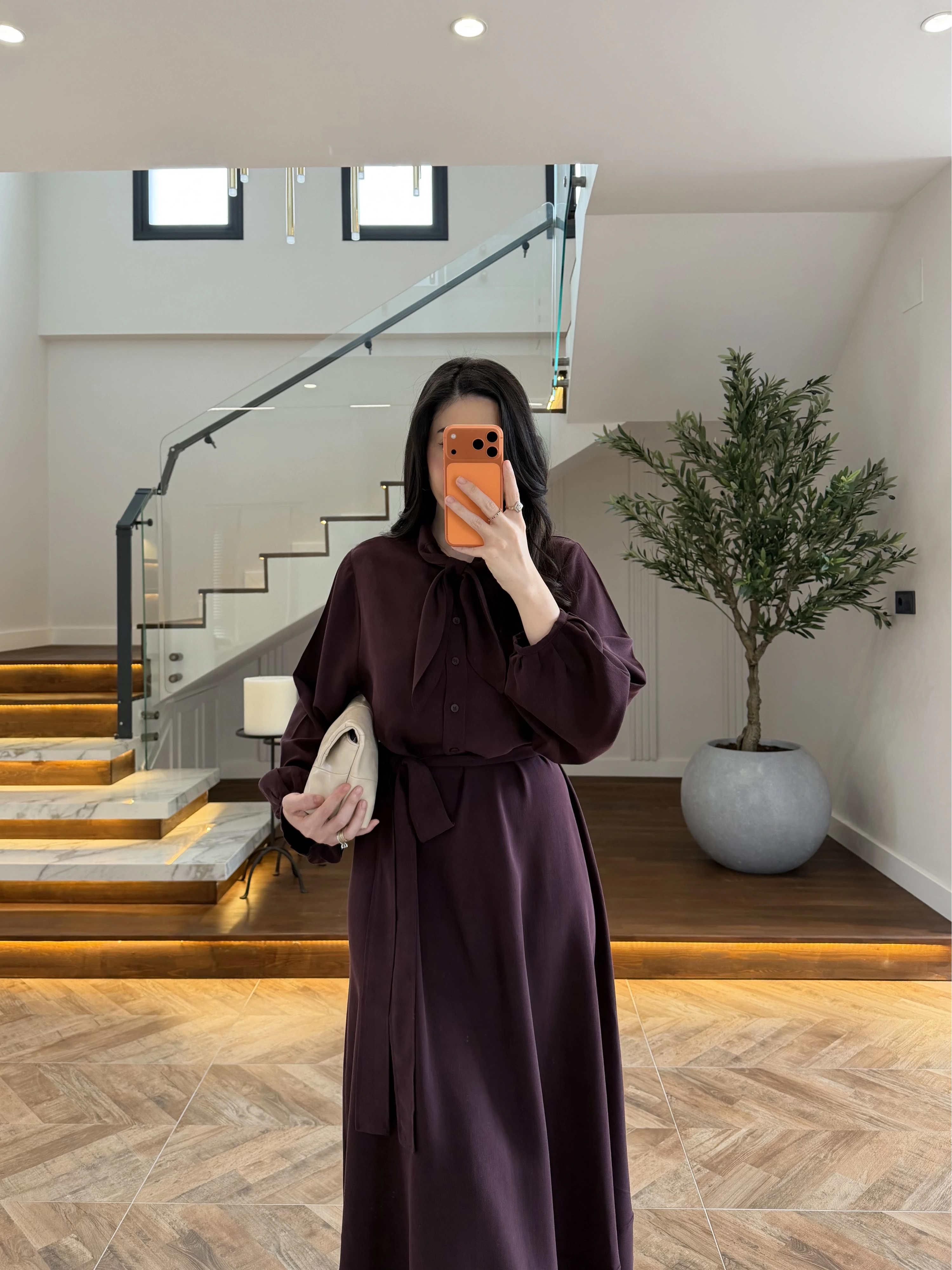 MÜRDÜM FULAR DETAY ELBİSE -2348
