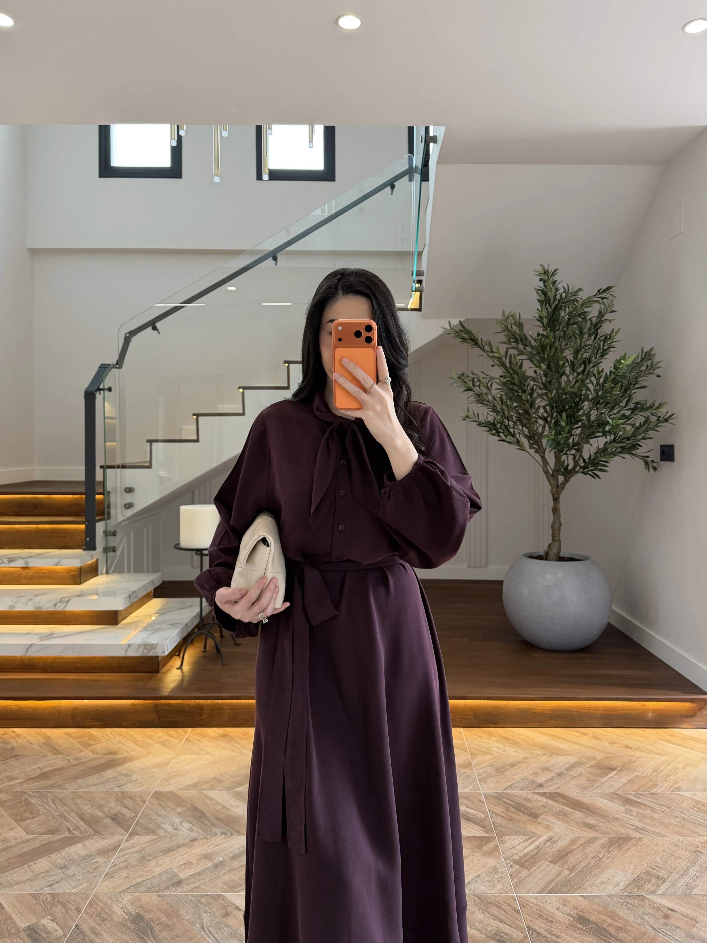 MÜRDÜM FULAR DETAY ELBİSE -2348
