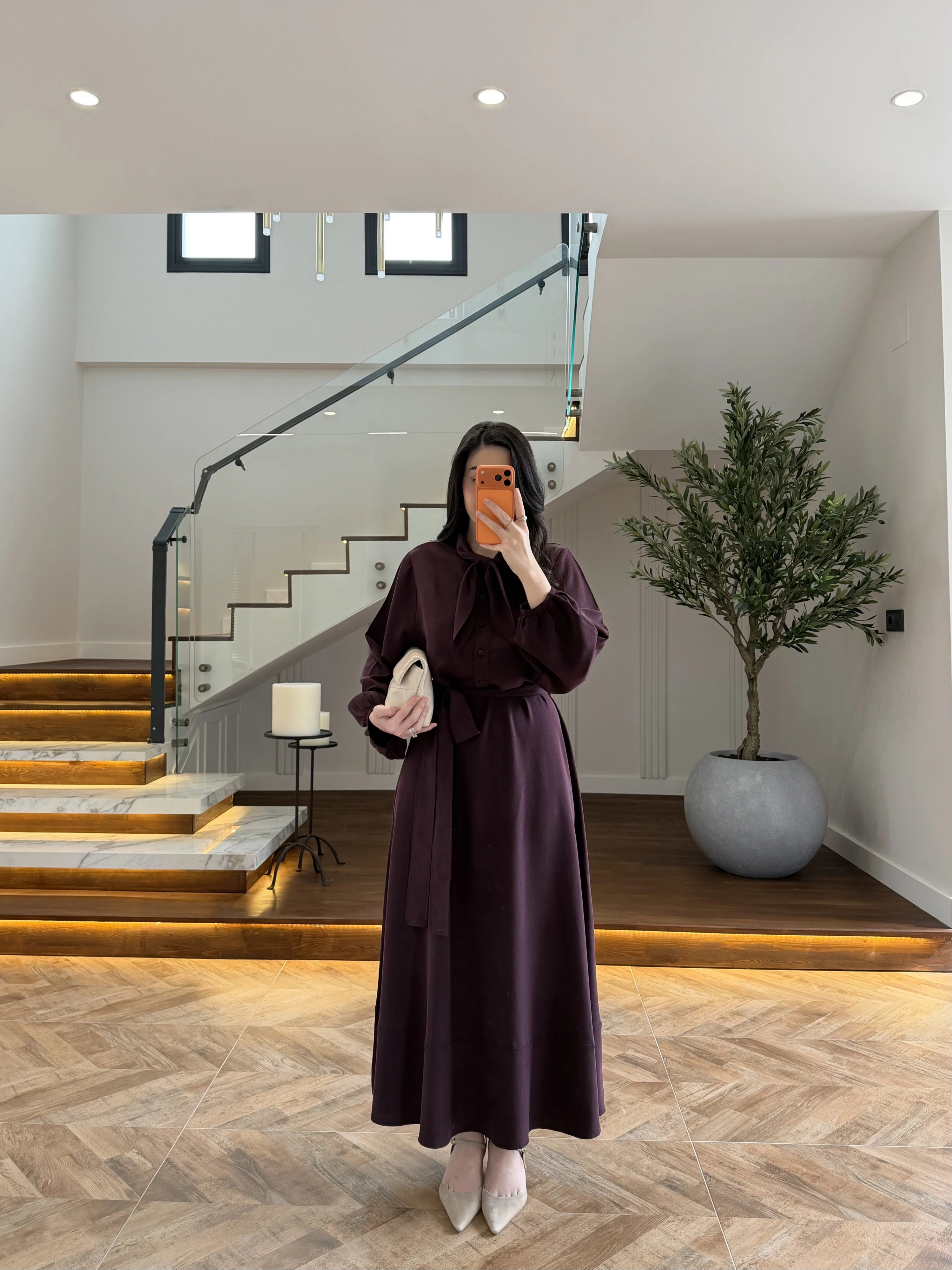 MÜRDÜM FULAR DETAY ELBİSE -2348