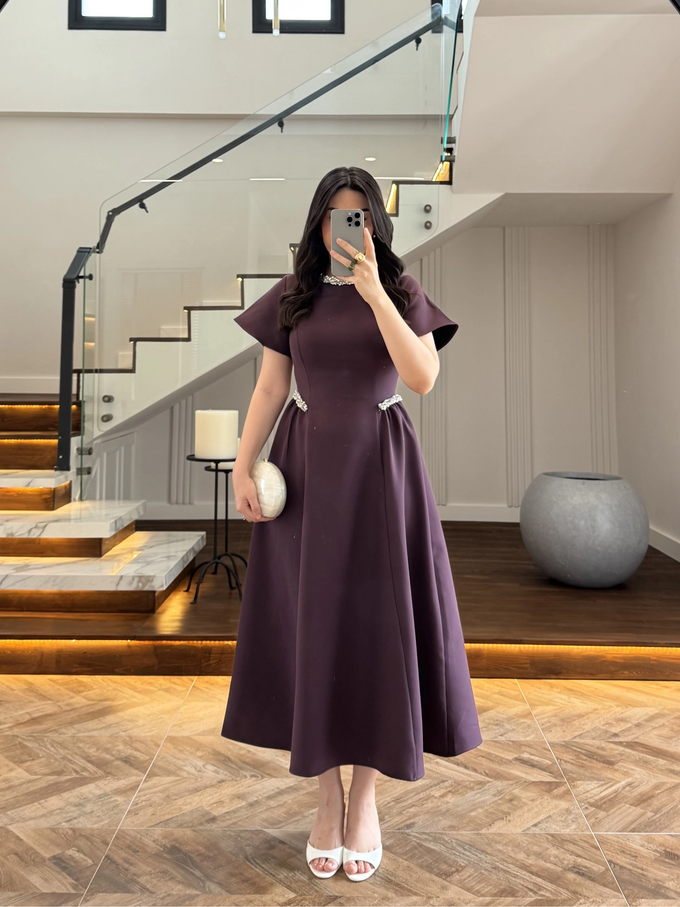MÜRDÜM TAŞ DETAY ELBİSE -EU3220