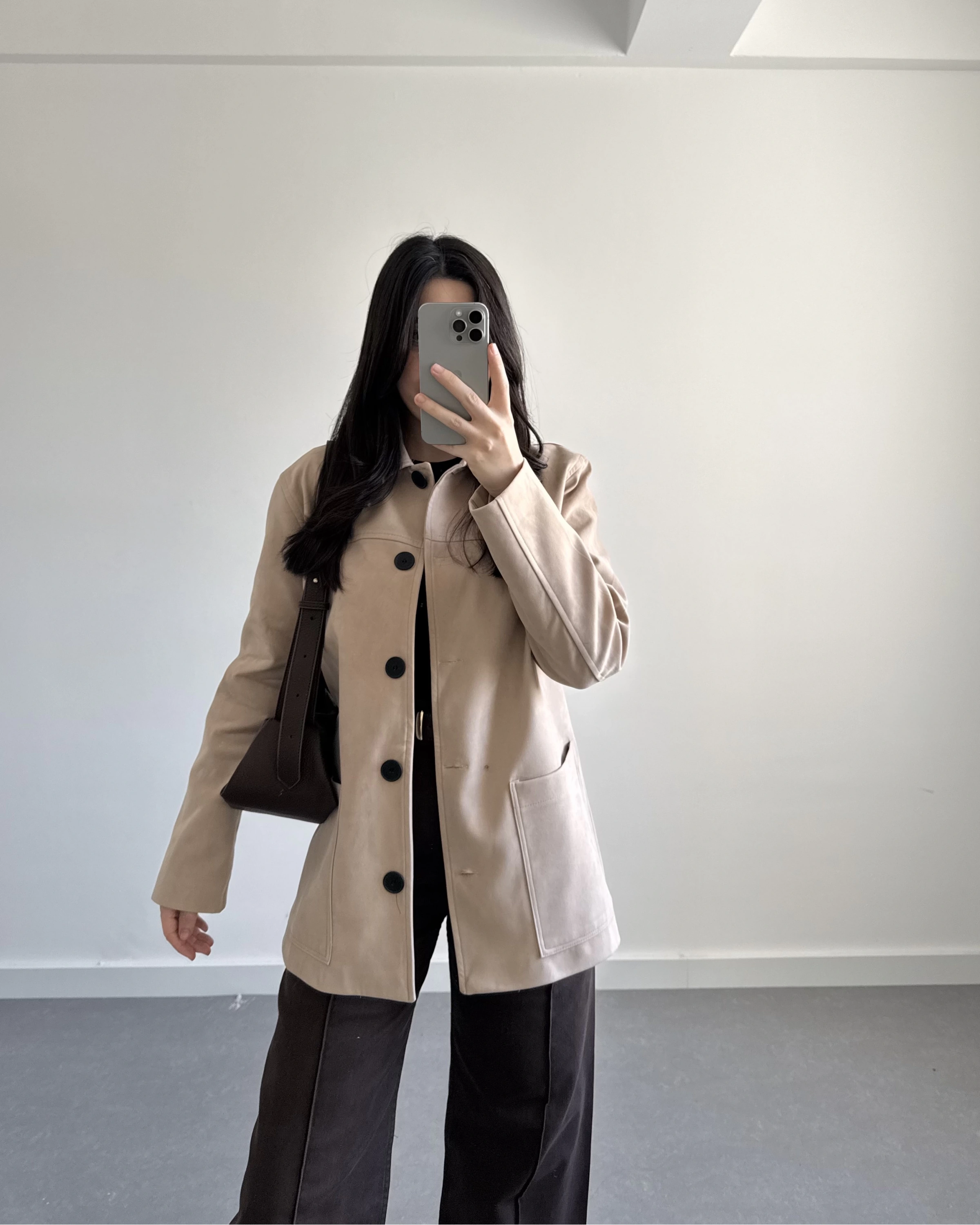 NUBUK BEJ YAKASIZ CEKET