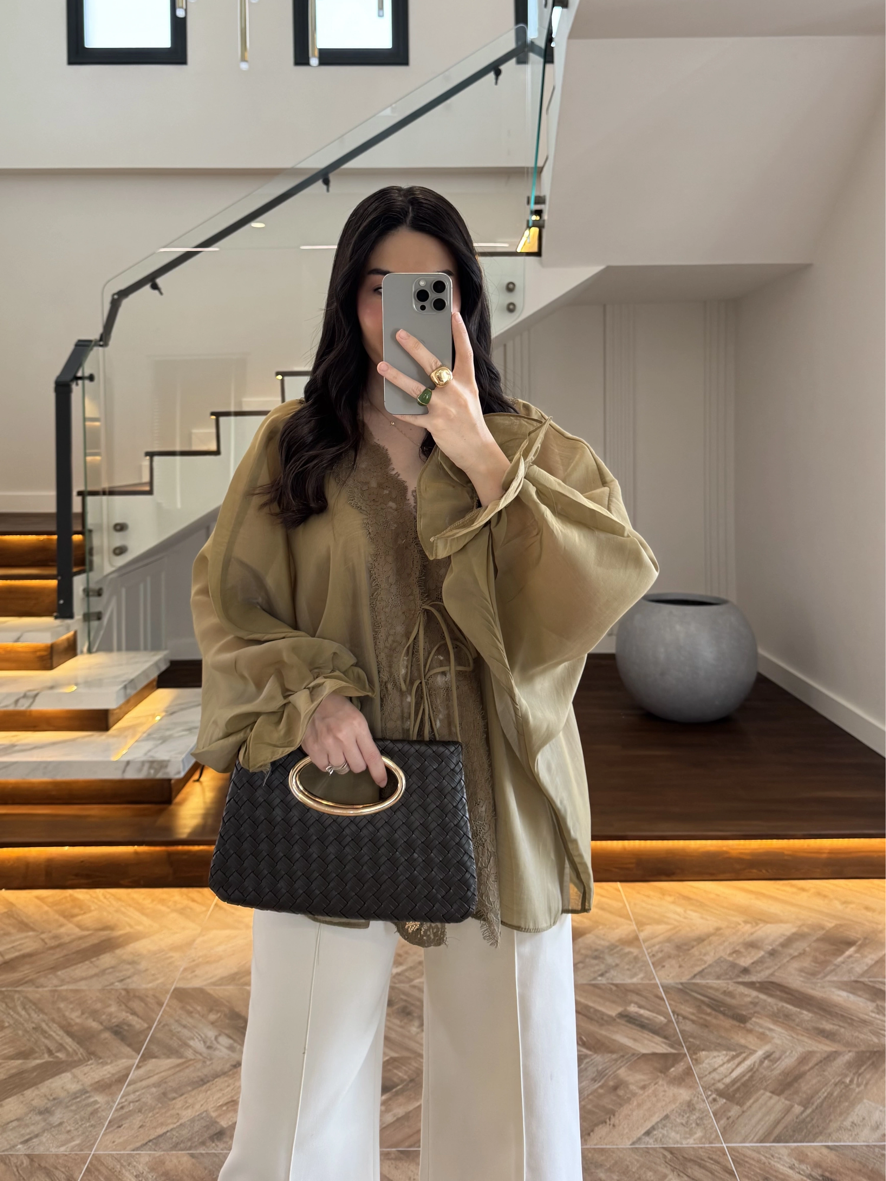 OLİVE DANTELLİ GÖMLEK -5108