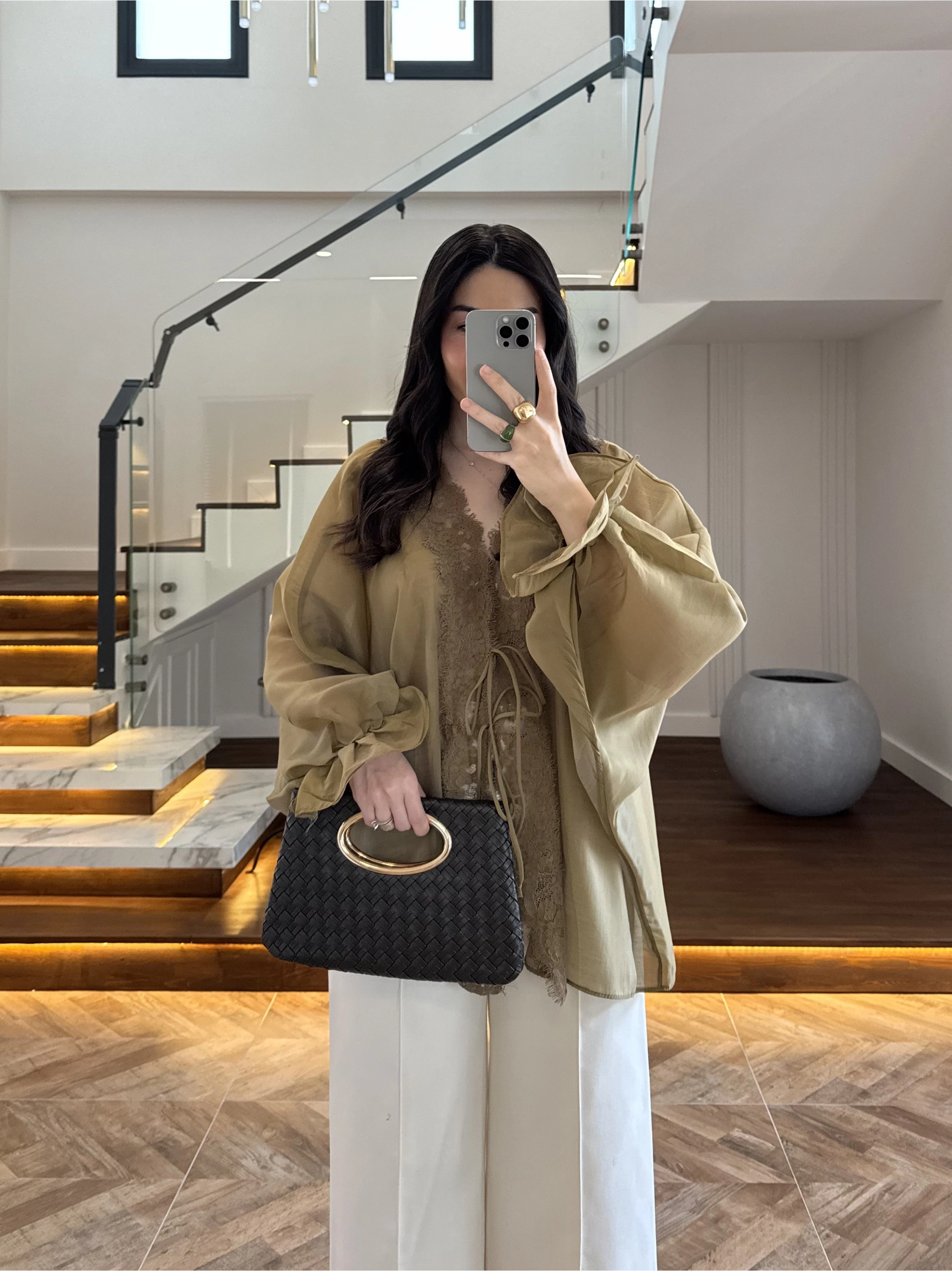 OLİVE DANTELLİ GÖMLEK -5108