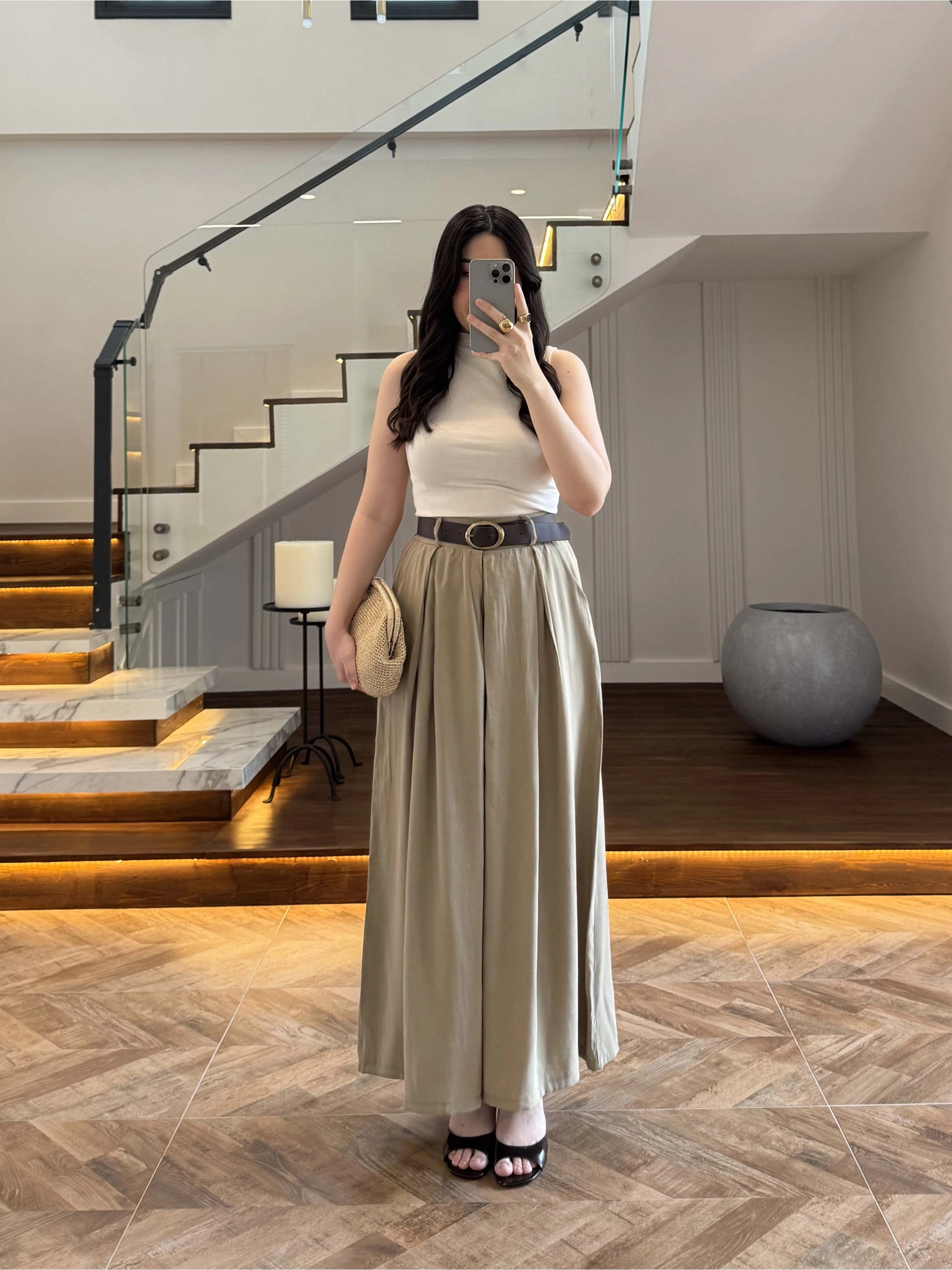 OLİVE KEMERLİ ETEKLİ PANTOLON-51354