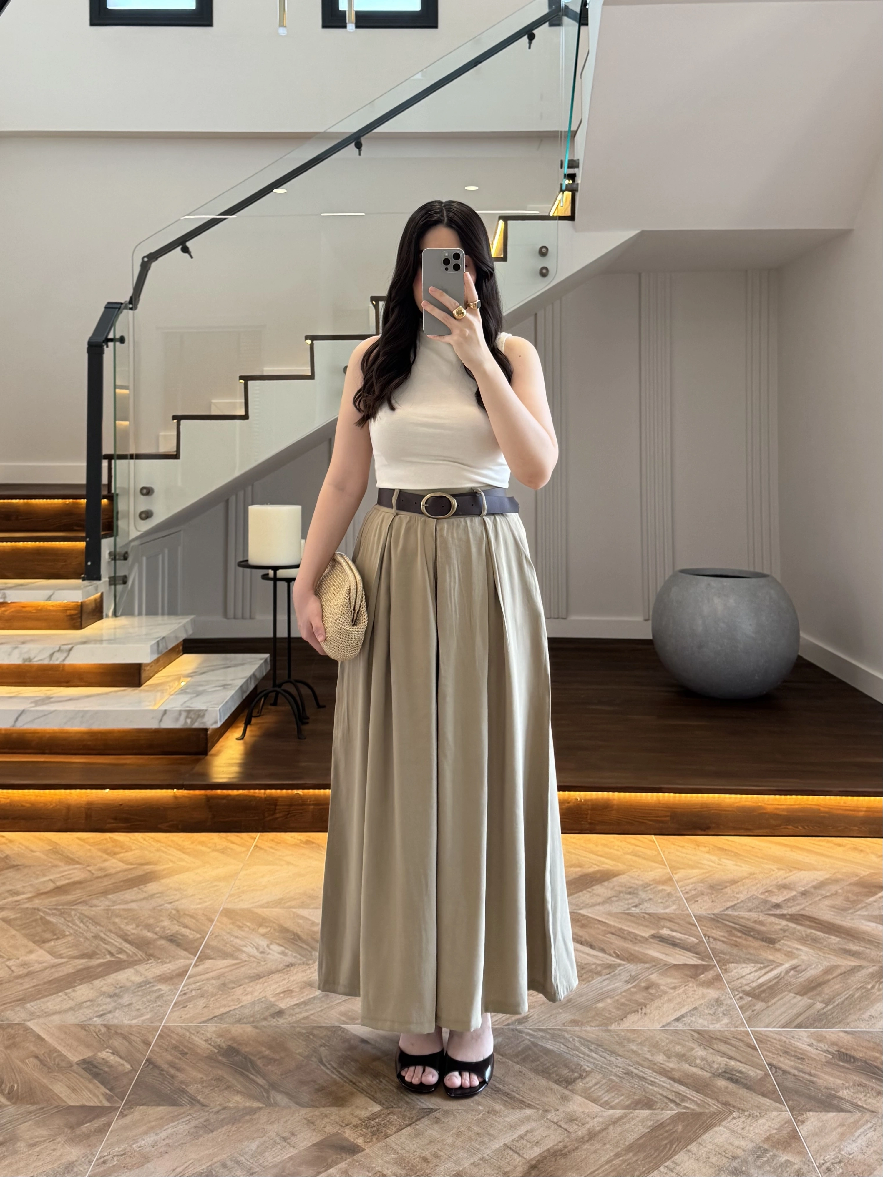 OLİVE KEMERLİ ETEKLİ PANTOLON-51354