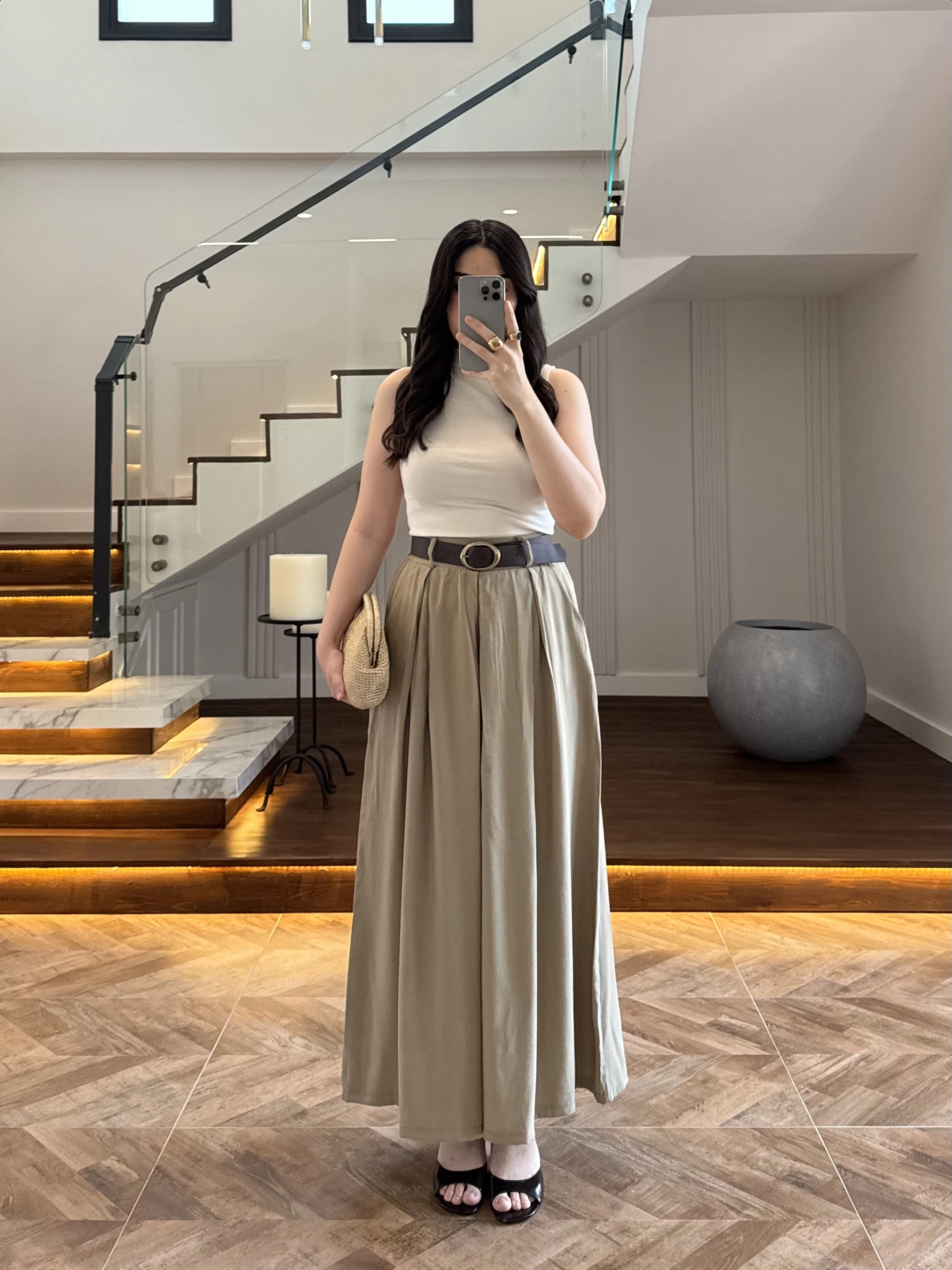 OLİVE KEMERLİ ETEKLİ PANTOLON-51354