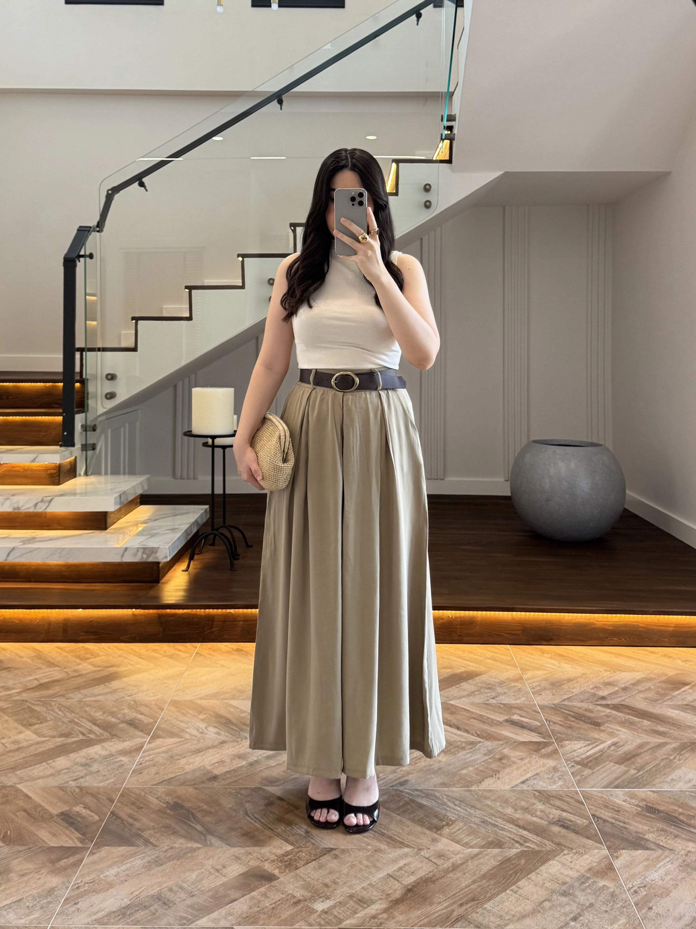 OLİVE KEMERLİ ETEKLİ PANTOLON-51354