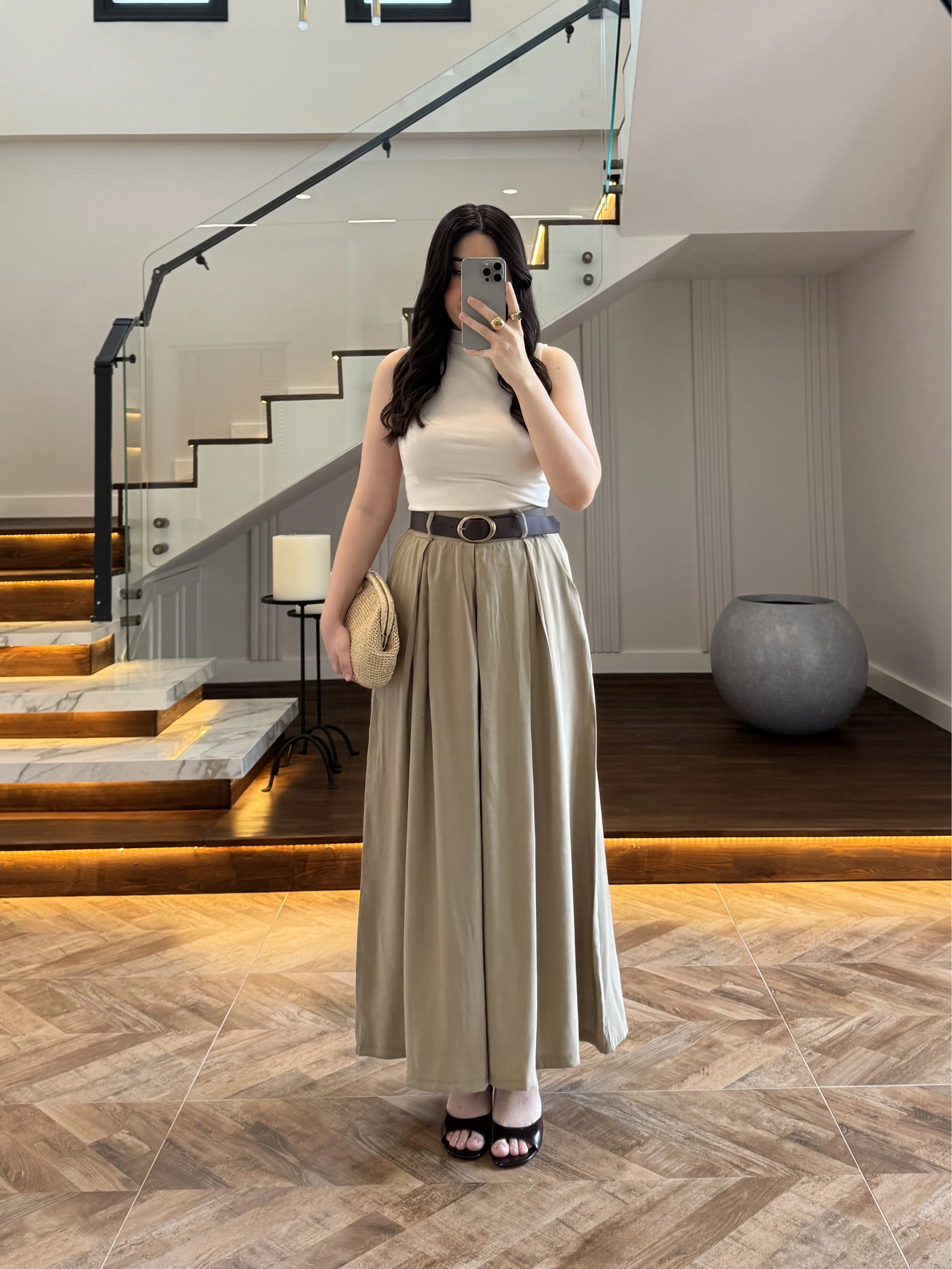 OLİVE KEMERLİ ETEKLİ PANTOLON-51354