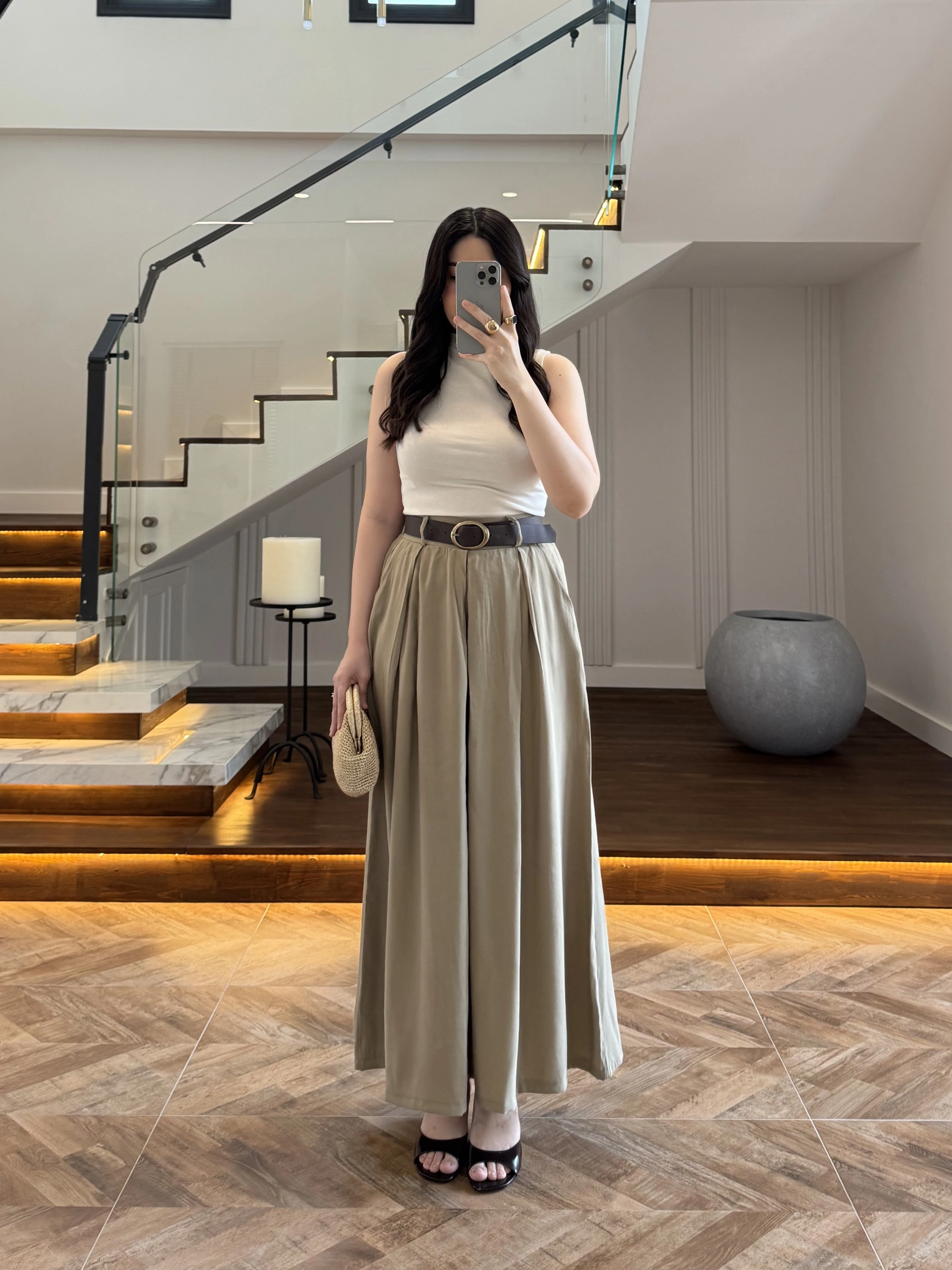 OLİVE KEMERLİ ETEKLİ PANTOLON-51354