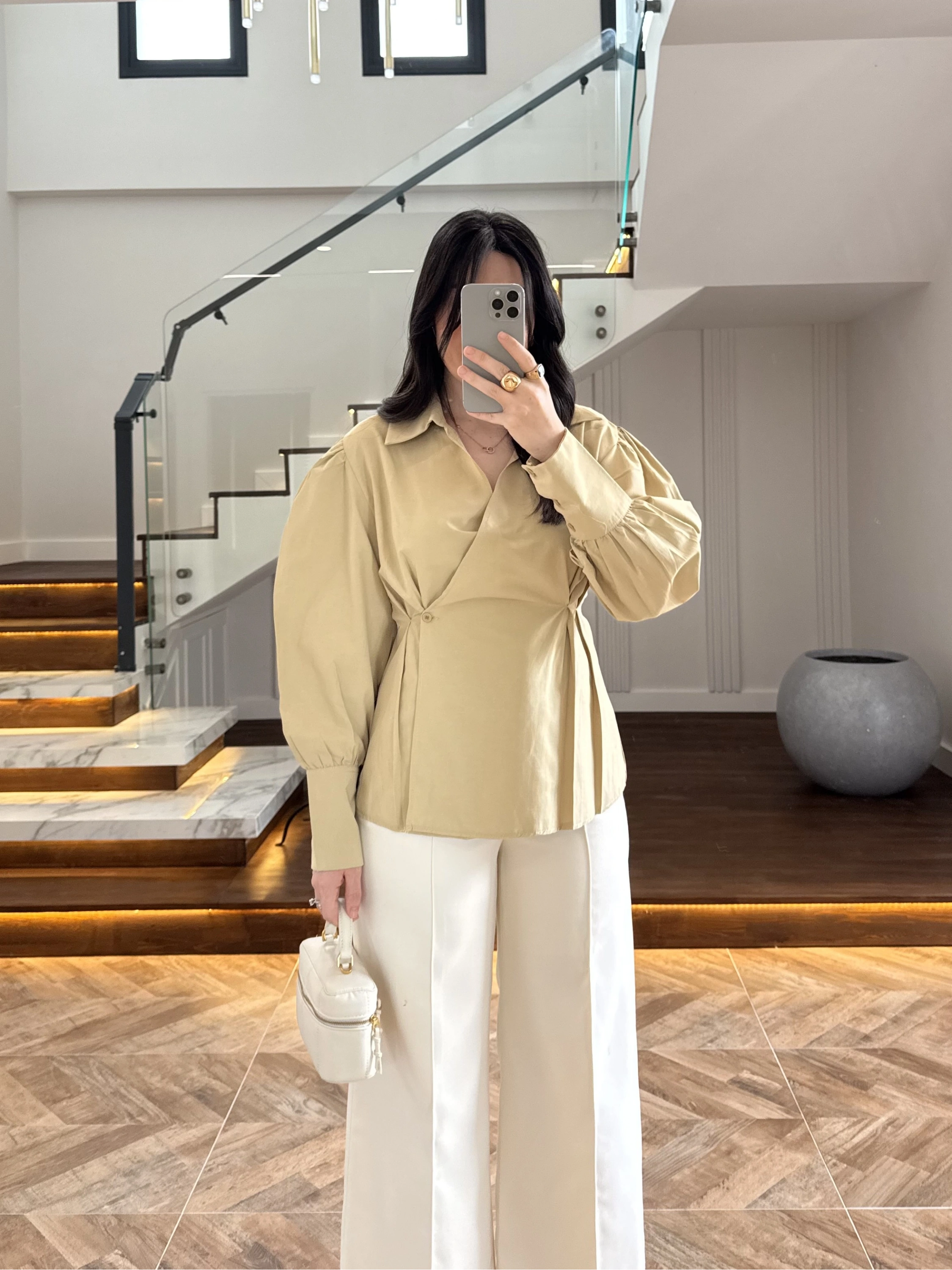 OLİVE ÖNÜ PİLELİ GÖMLEK -9243