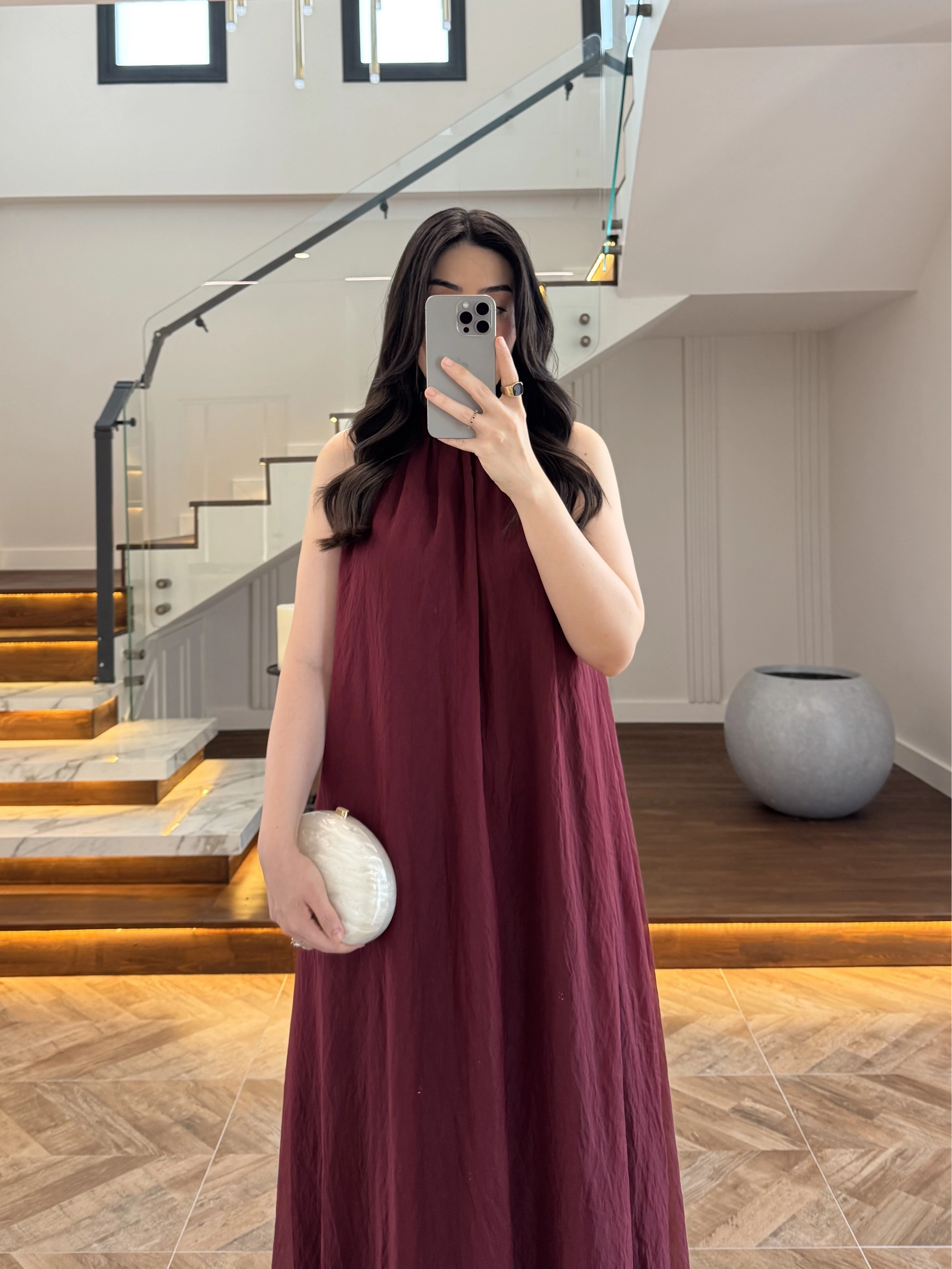 BORDO YAKA BAĞCIKLI ELBİSE -4074