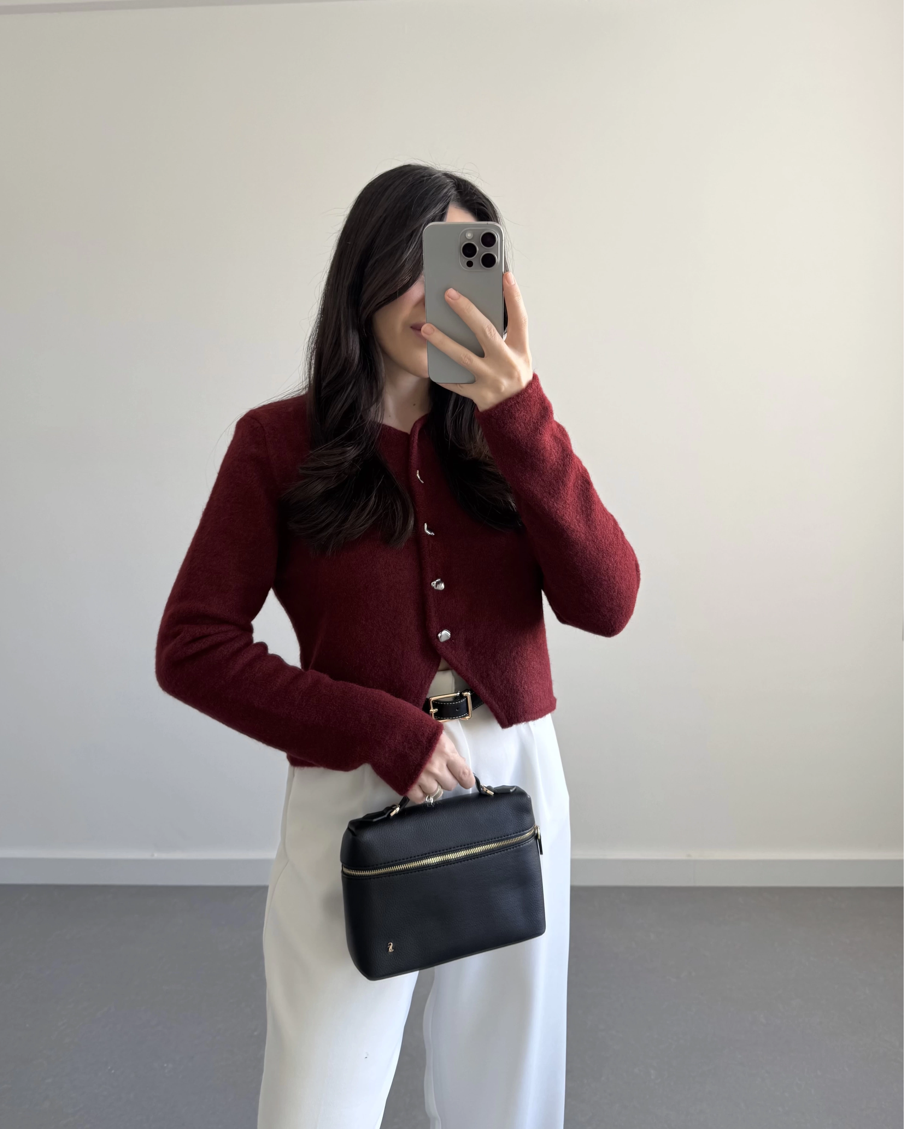 ÖNÜ DÜĞMELİ HIRKA BORDO