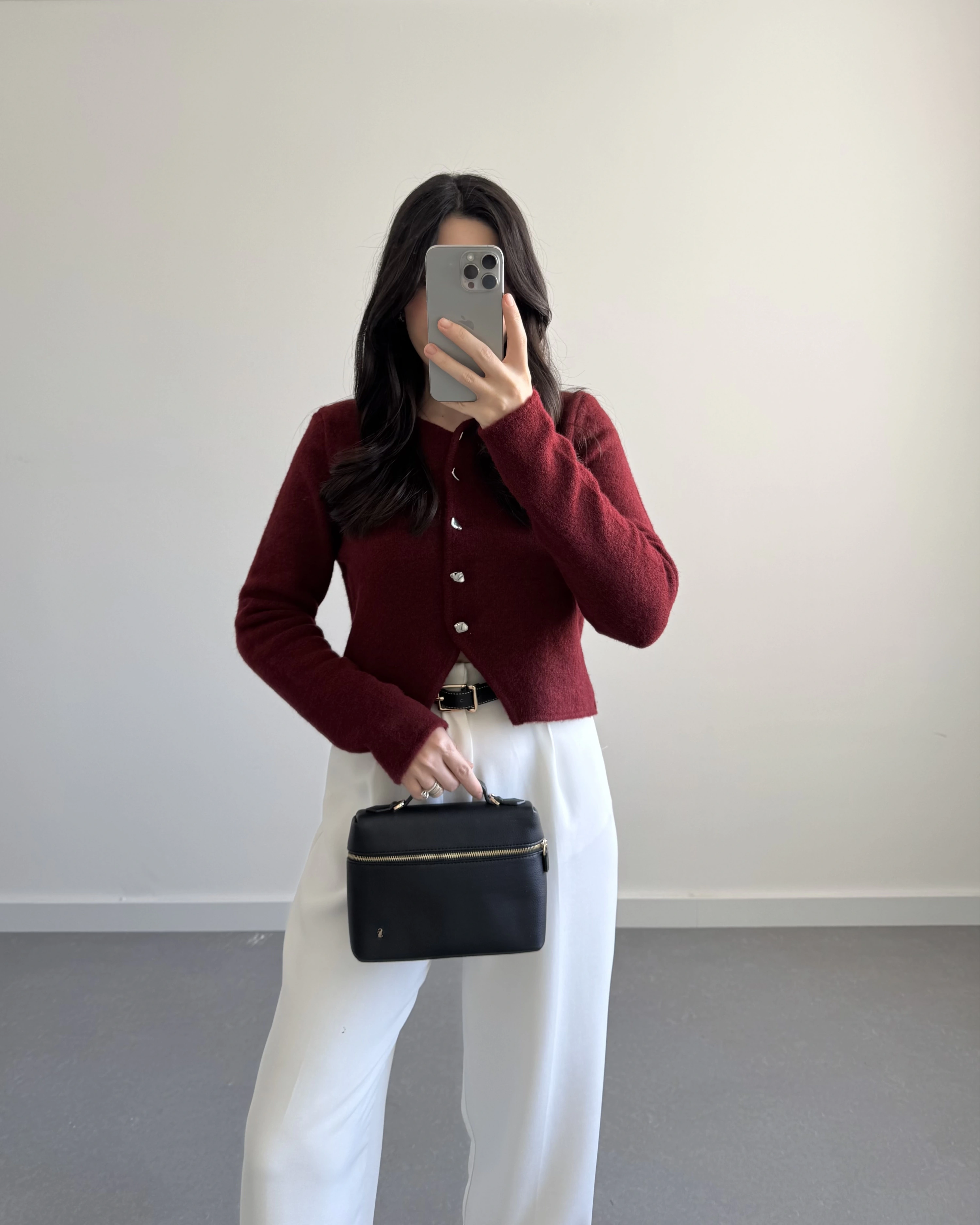 ÖNÜ DÜĞMELİ HIRKA BORDO