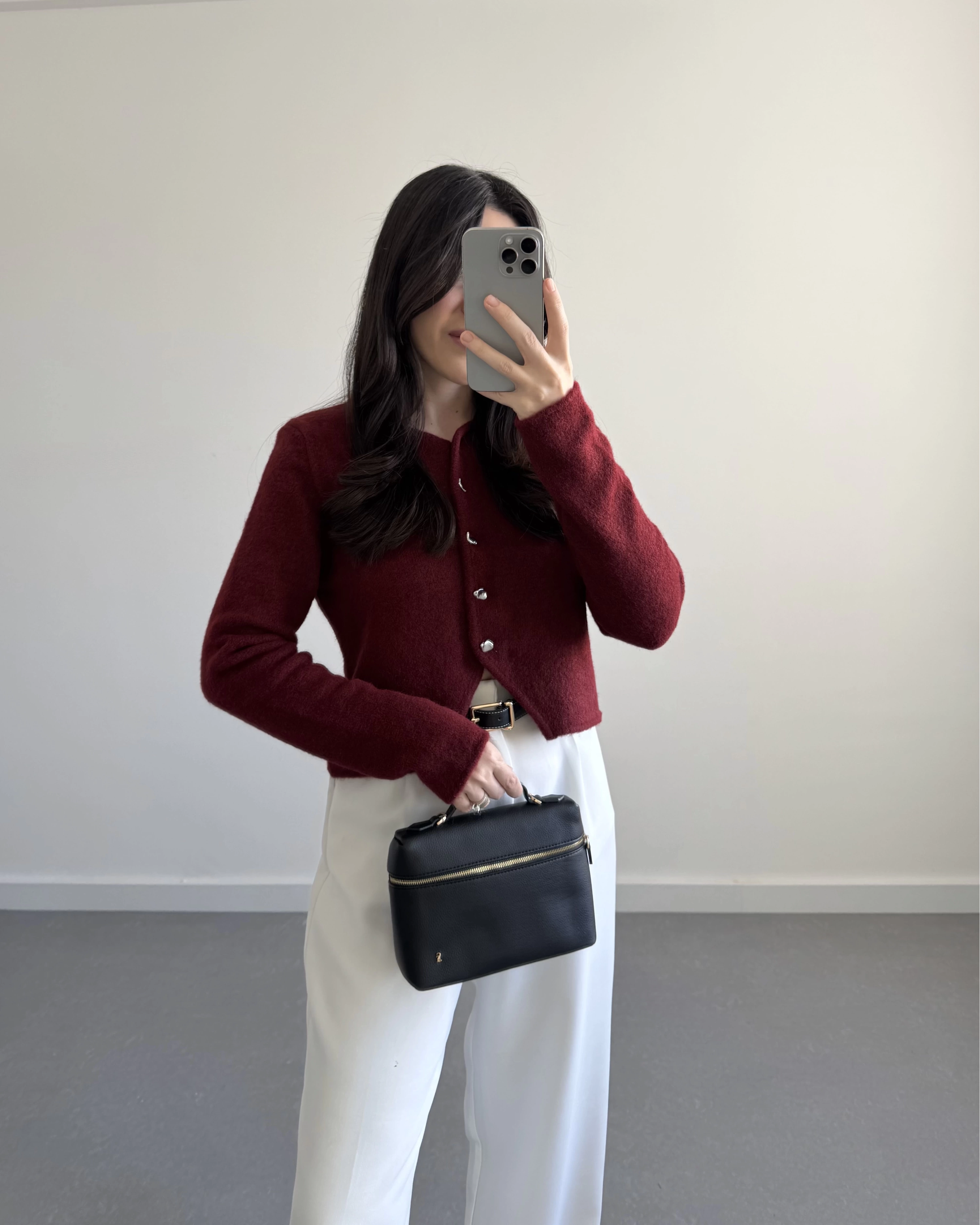 ÖNÜ DÜĞMELİ HIRKA BORDO