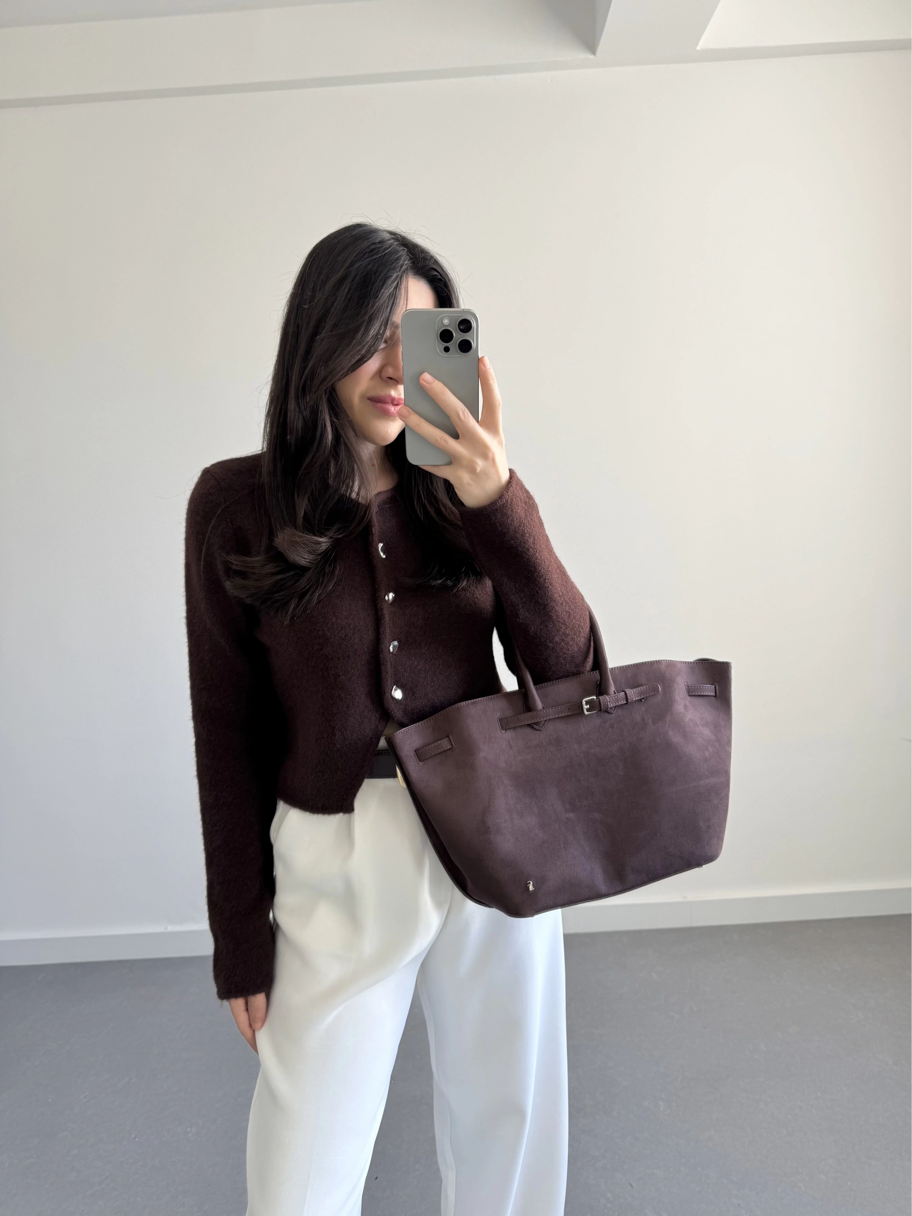 ÖNÜ DÜĞMELİ HIRKA KAHVE