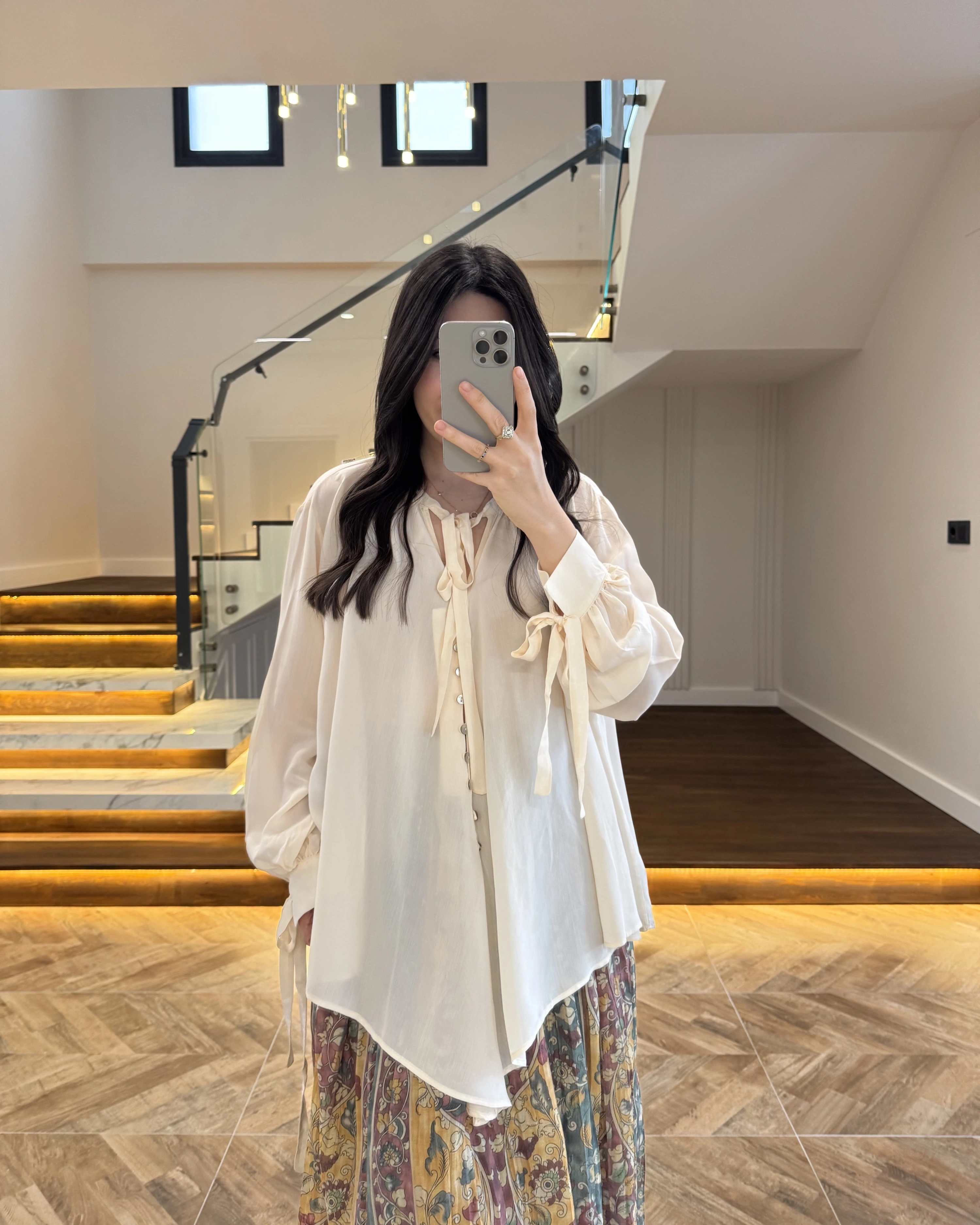 OVERSİZE BAĞLAMA DETAYLI GÖMLEK EKRU -4988