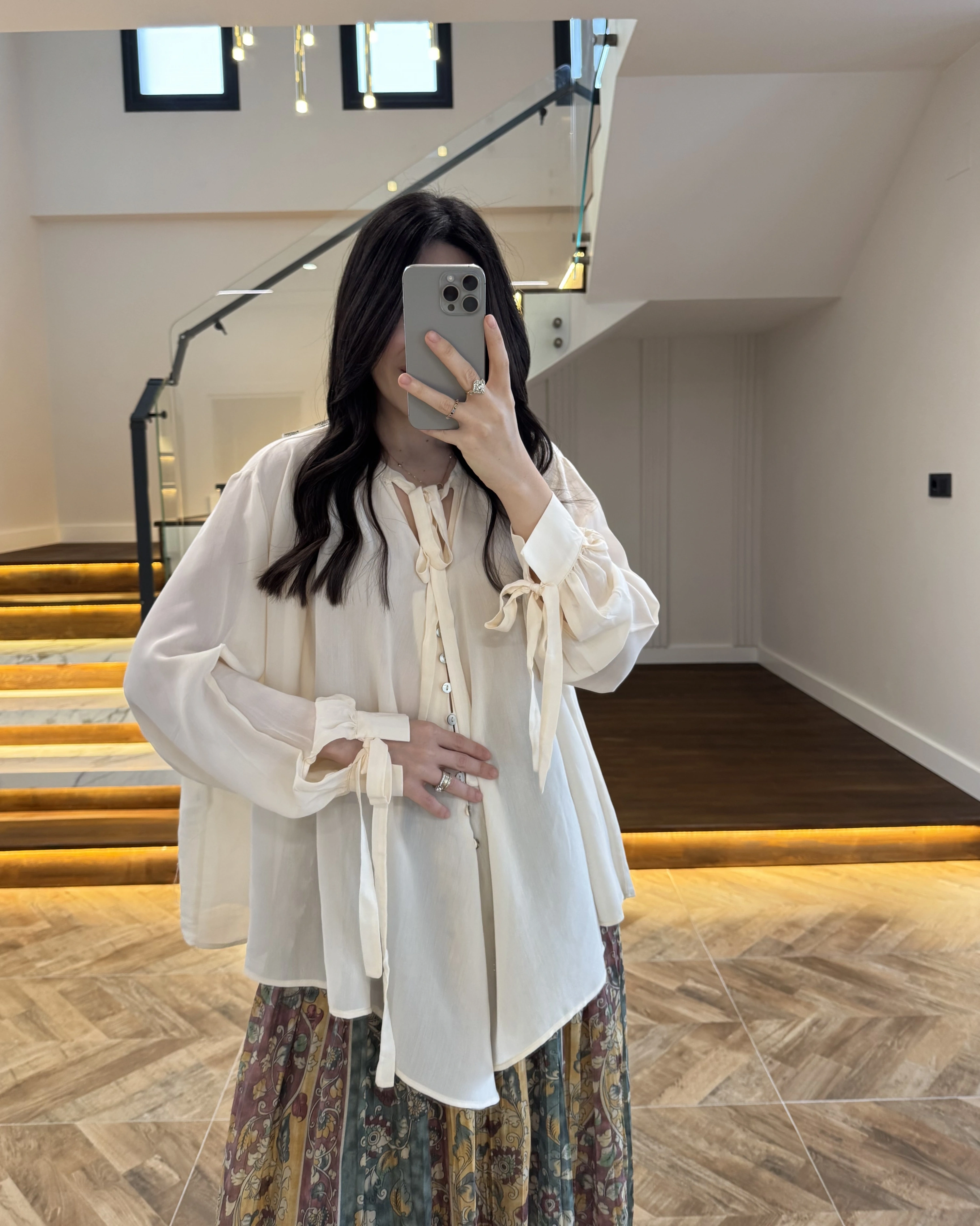 OVERSİZE BAĞLAMA DETAYLI GÖMLEK EKRU -4988