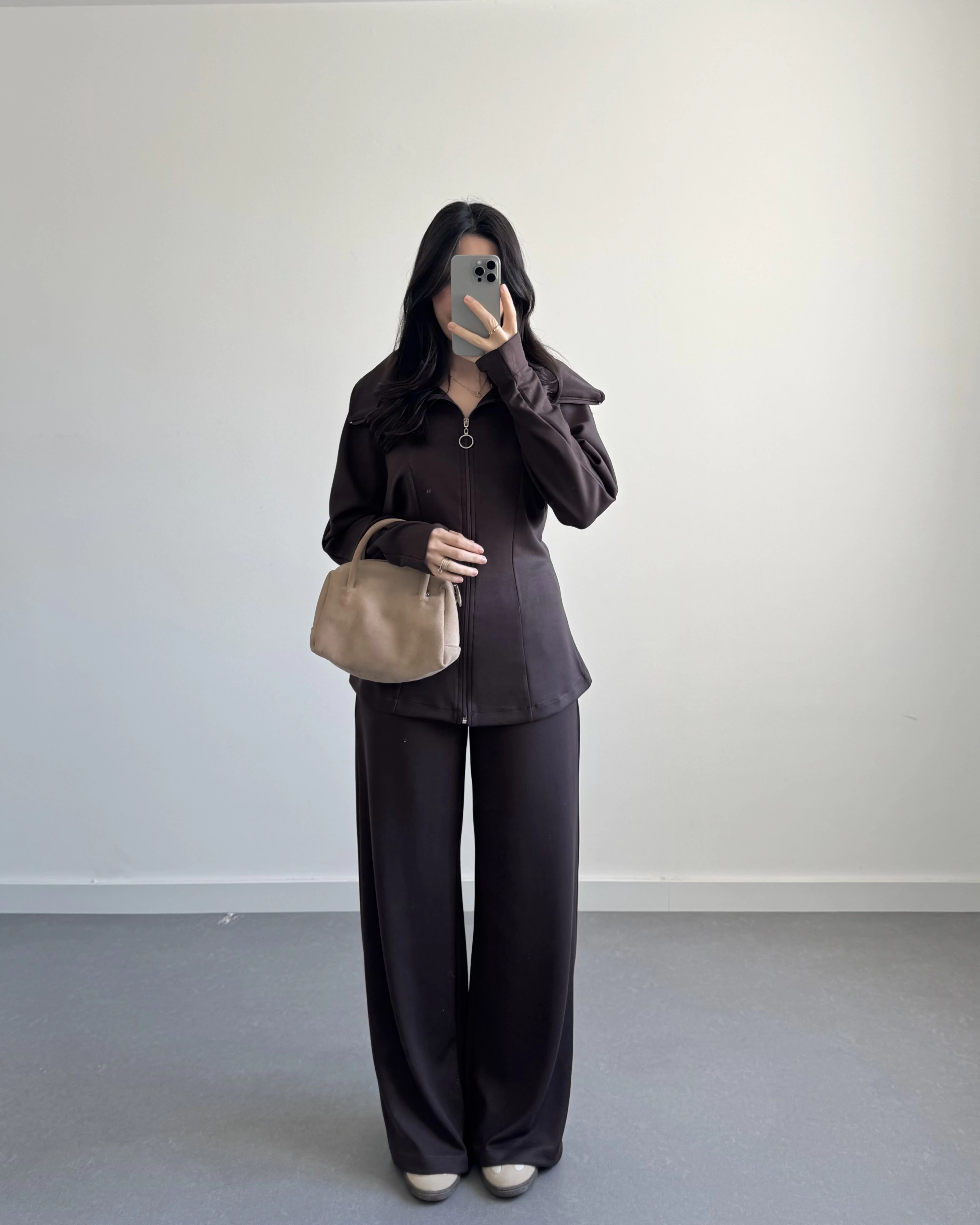 OYSH PARMAK GEÇİRMELİ CEKET TAKIM KAHVE