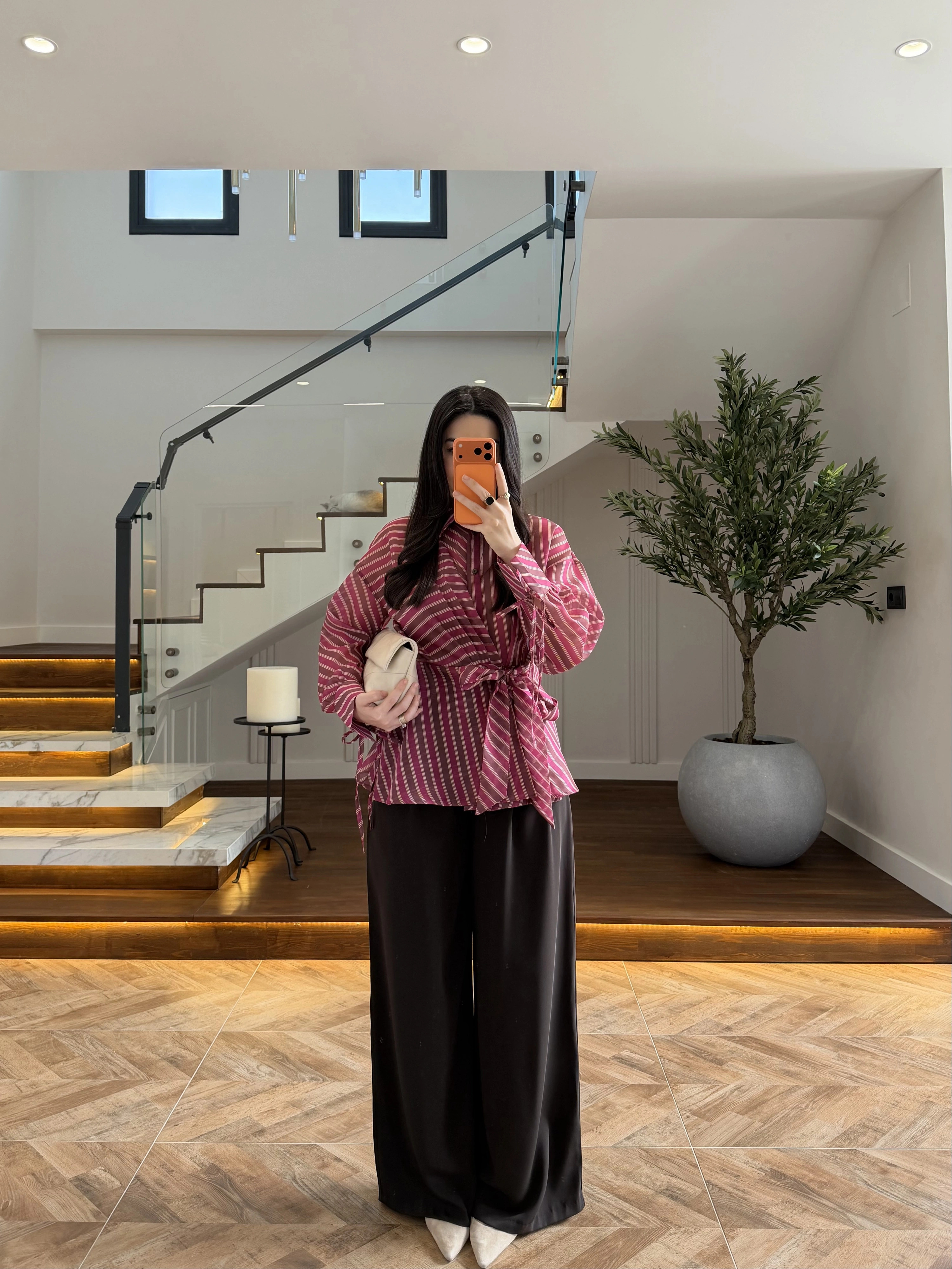PEMBE BAĞLAMA DETAY GÖMLEK-EU5235