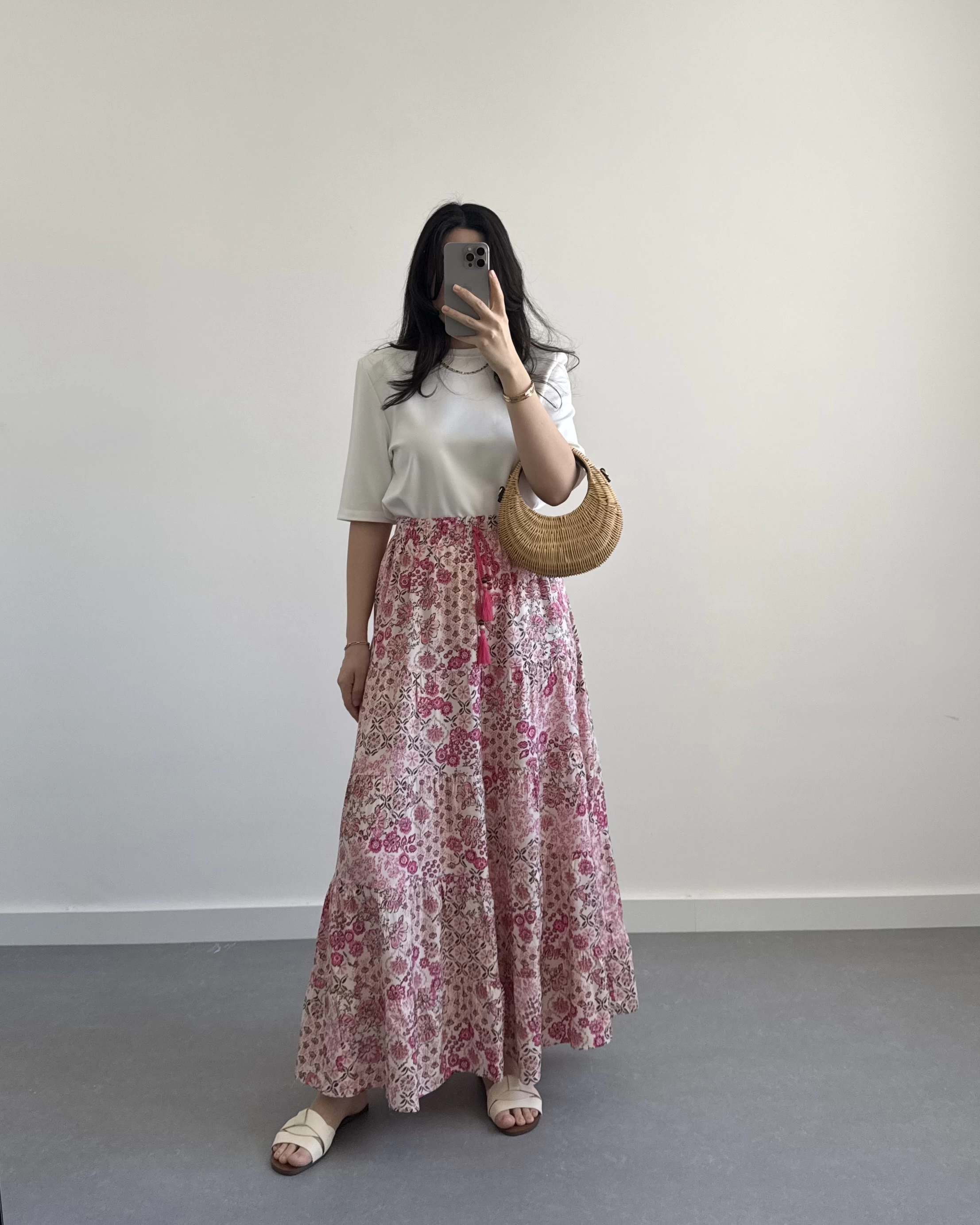 PEMBE ÇİÇEKLİ BOHEM ETEK