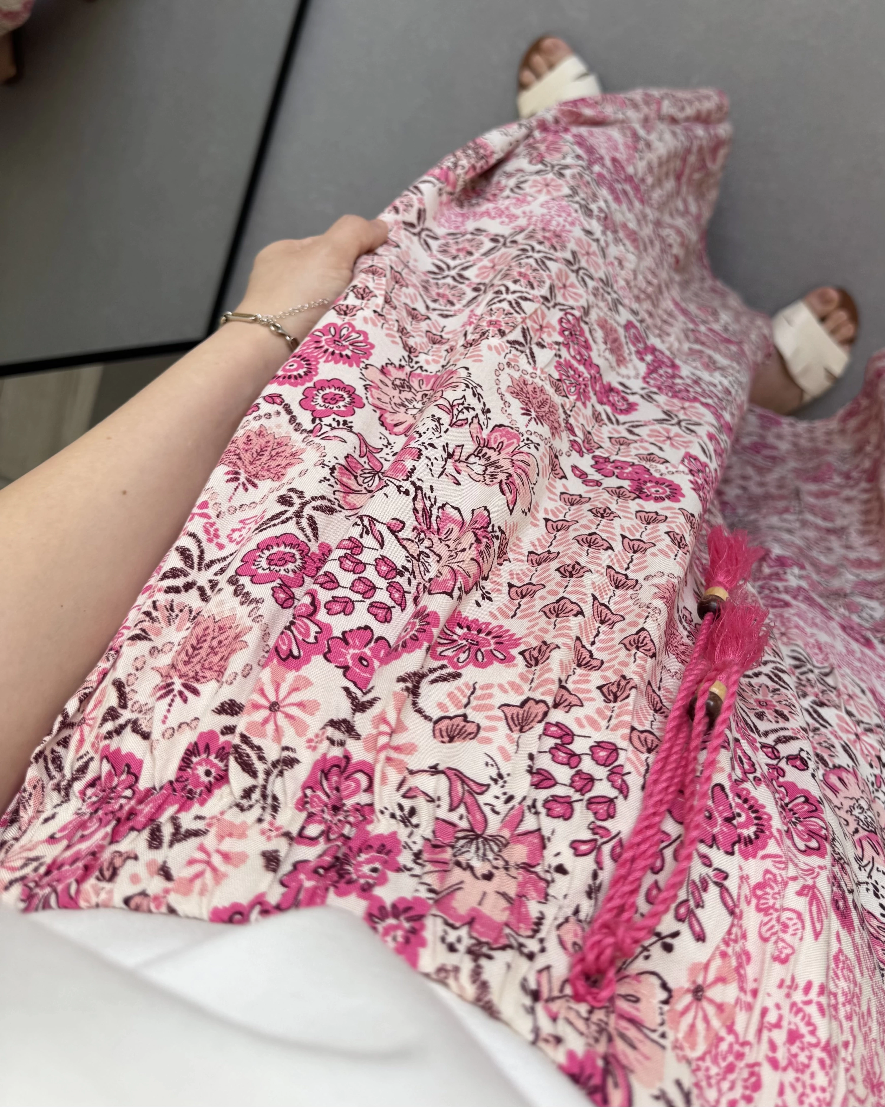 PEMBE ÇİÇEKLİ BOHEM ETEK