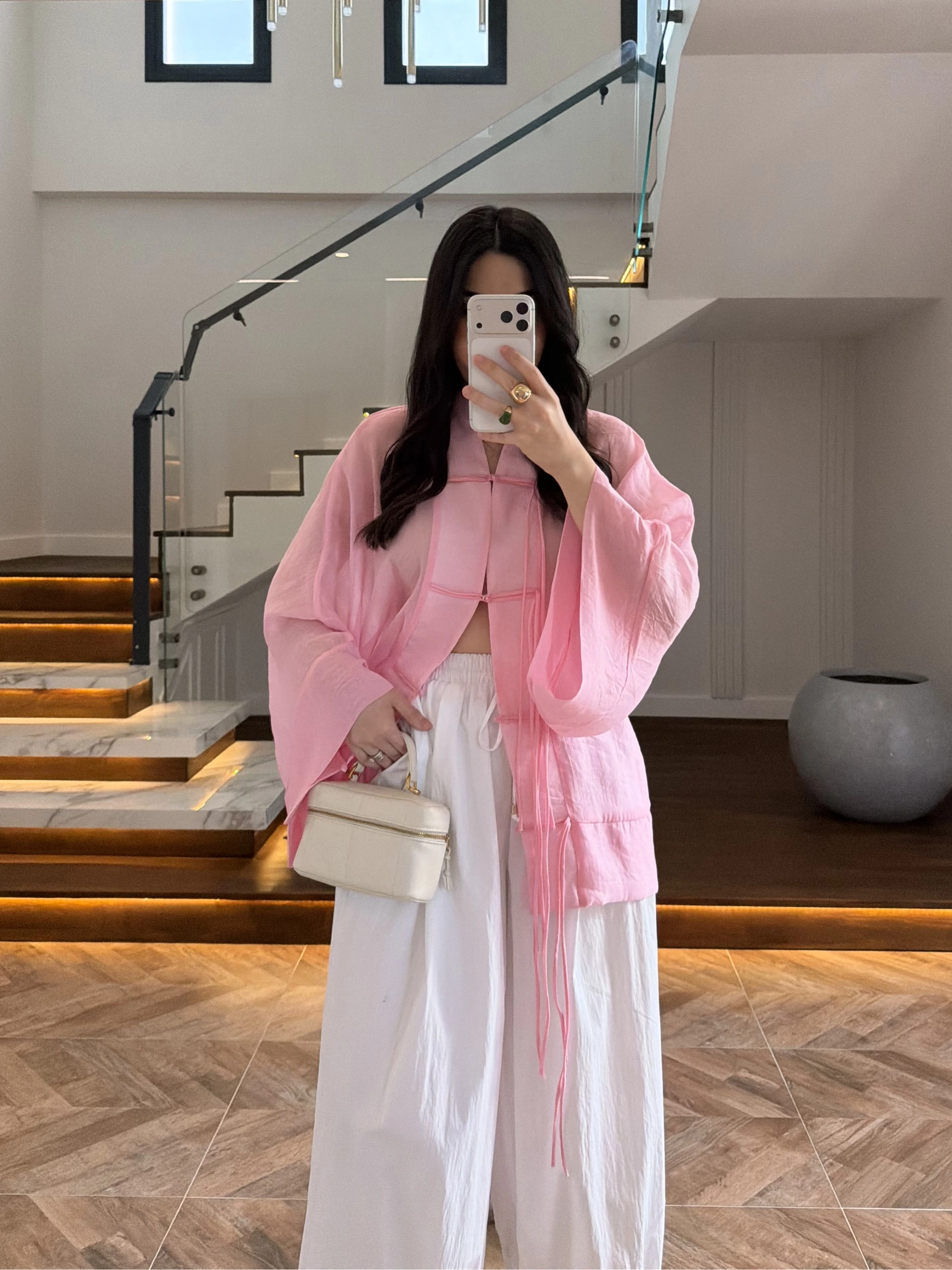 PEMBE İP BAĞCIKLI GÖMLEK -5098
