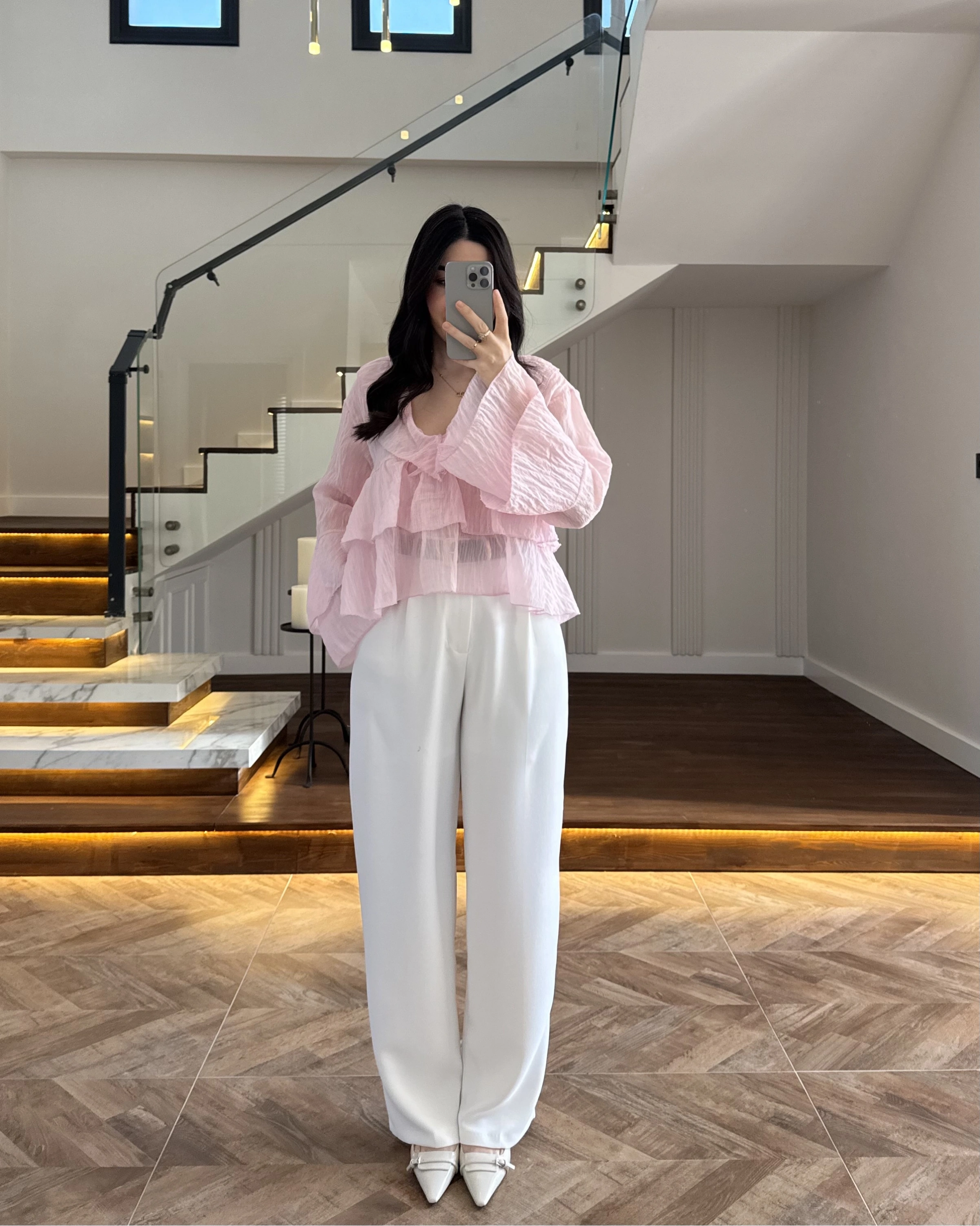 PEMBE KAT KAT DETAY BLUZ-1060