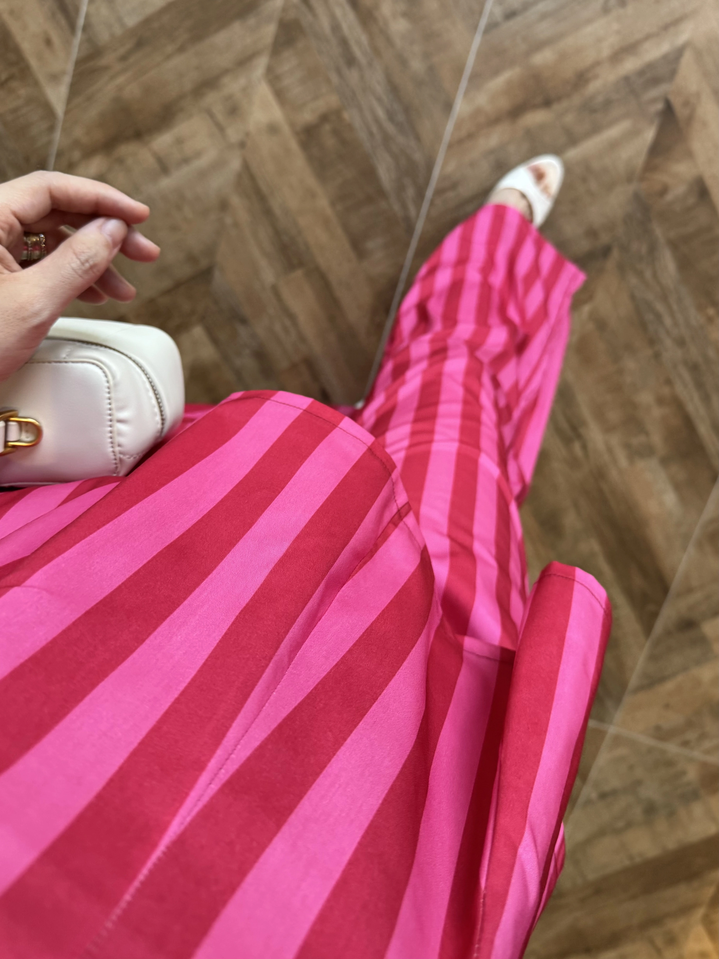 PEMBE KIRMIZI ÇİZGİLİ BLUZ PANTOLON TAKIM -4174