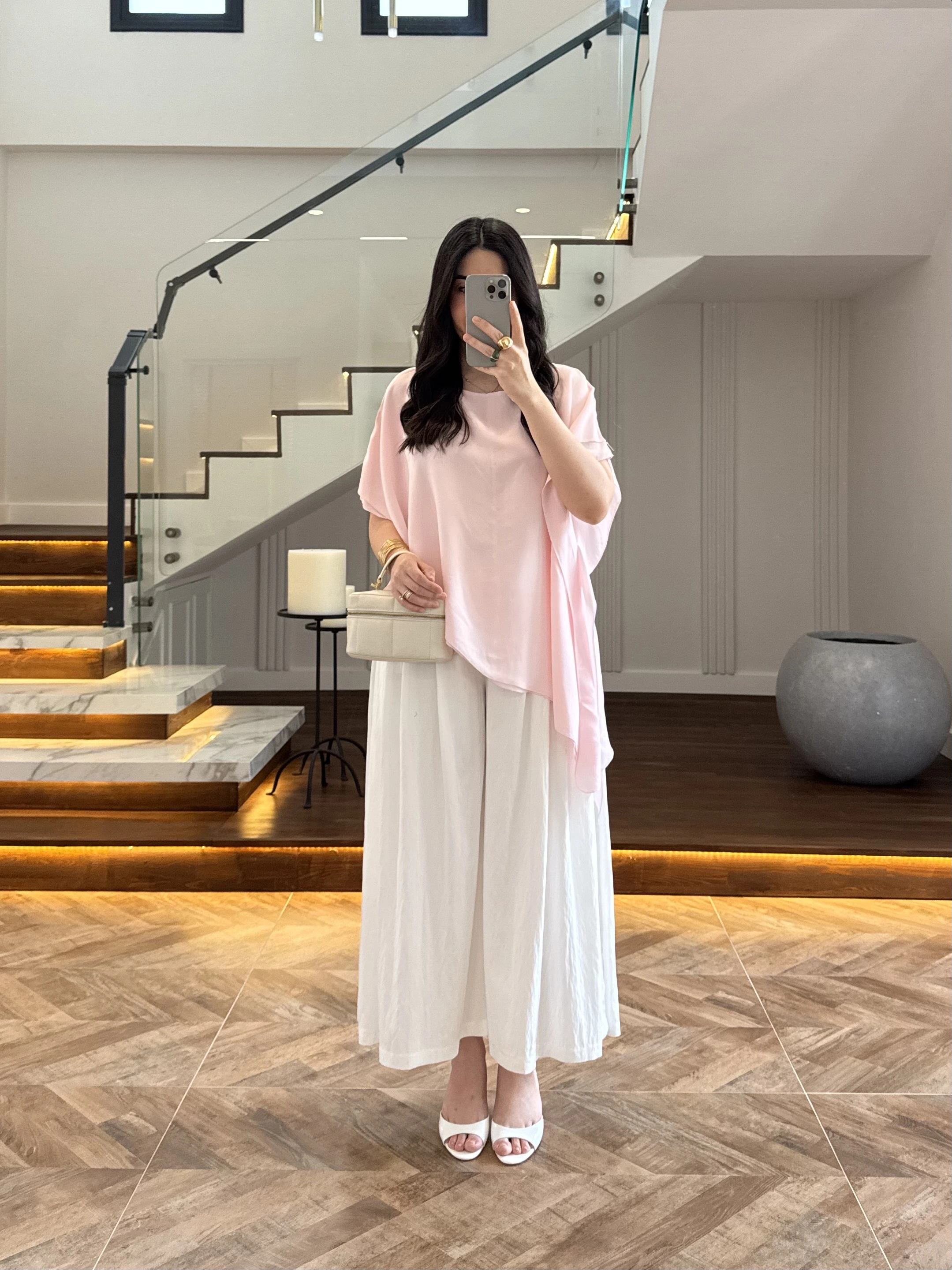 PEMBE KISA KOL PELERİN BLUZ -5107