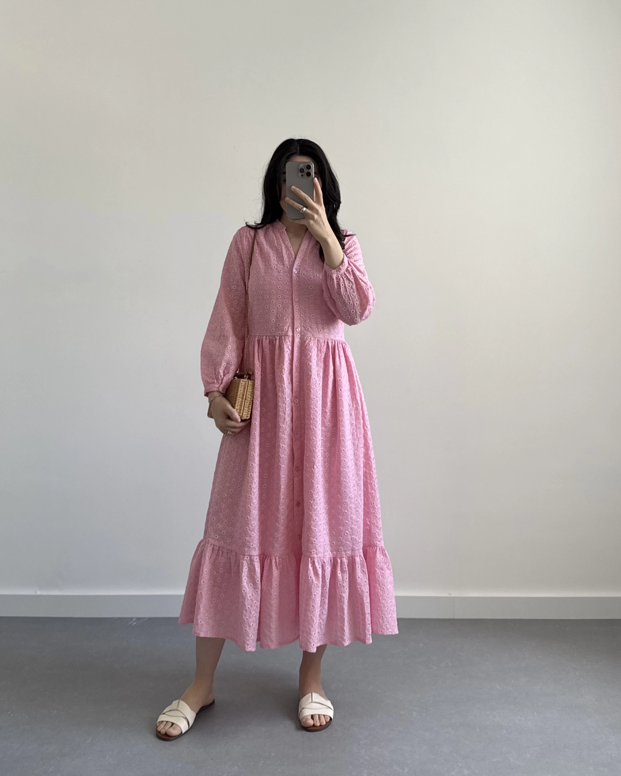 PEMBE MIDI BOY FİSTO ELBİSE