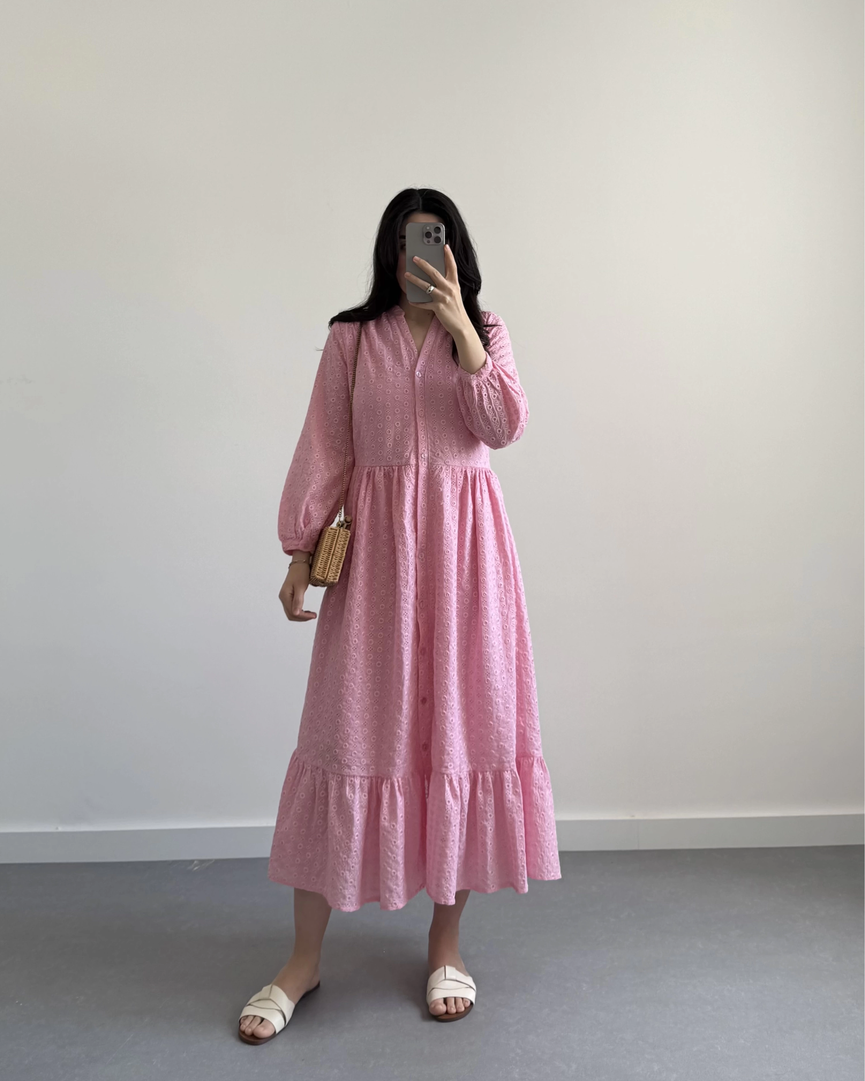 PEMBE MIDI BOY FİSTO ELBİSE